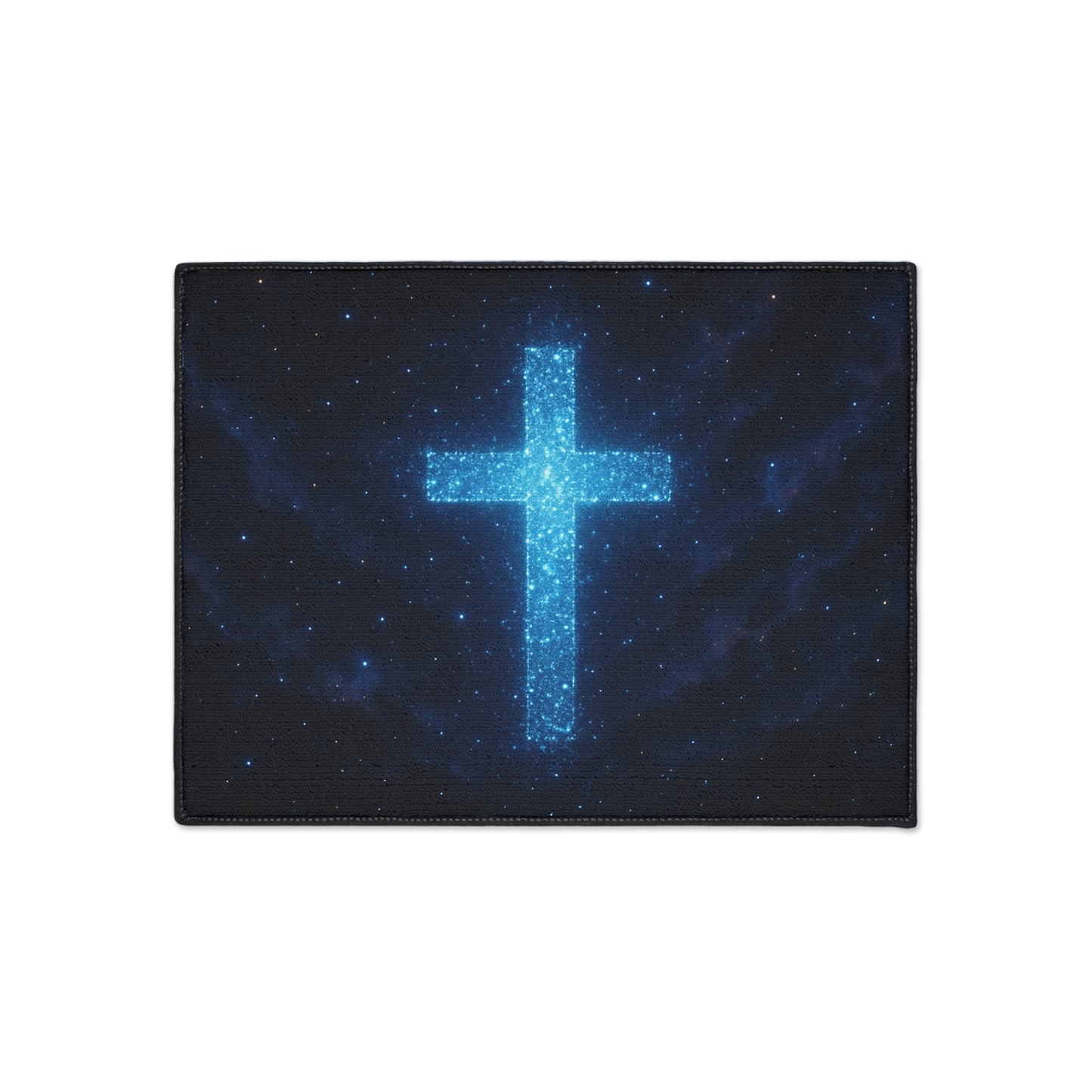 Floor Mat - Bioluminescent Cross Design Christian Decor Religious Welcome Mat Spiritual Door Mat Inspirational Rug
