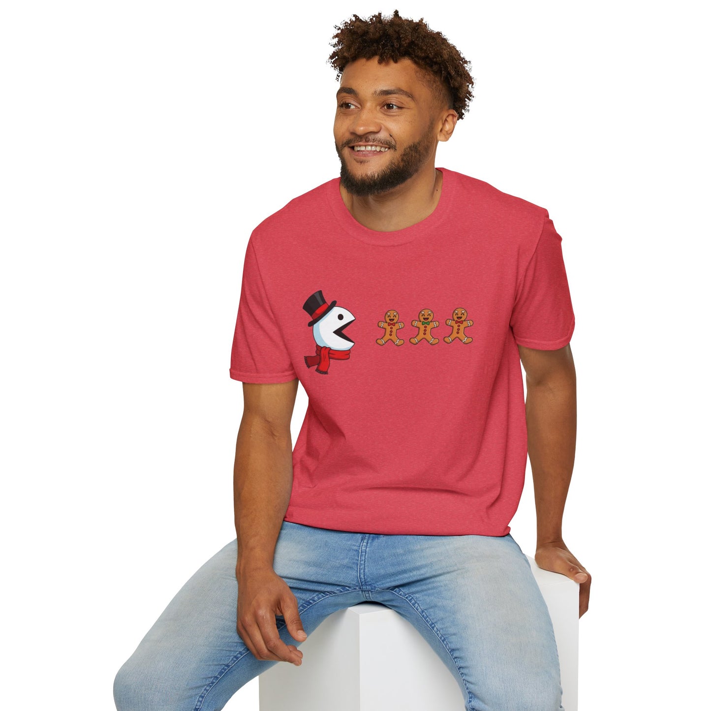 Snowman Pacman Christmas Shirt, Funny Gingerbread Men Tee, Cute Holiday Snowman T-Shirt, Christmas Humor Graphic Tee, Winter Holiday Shirt
