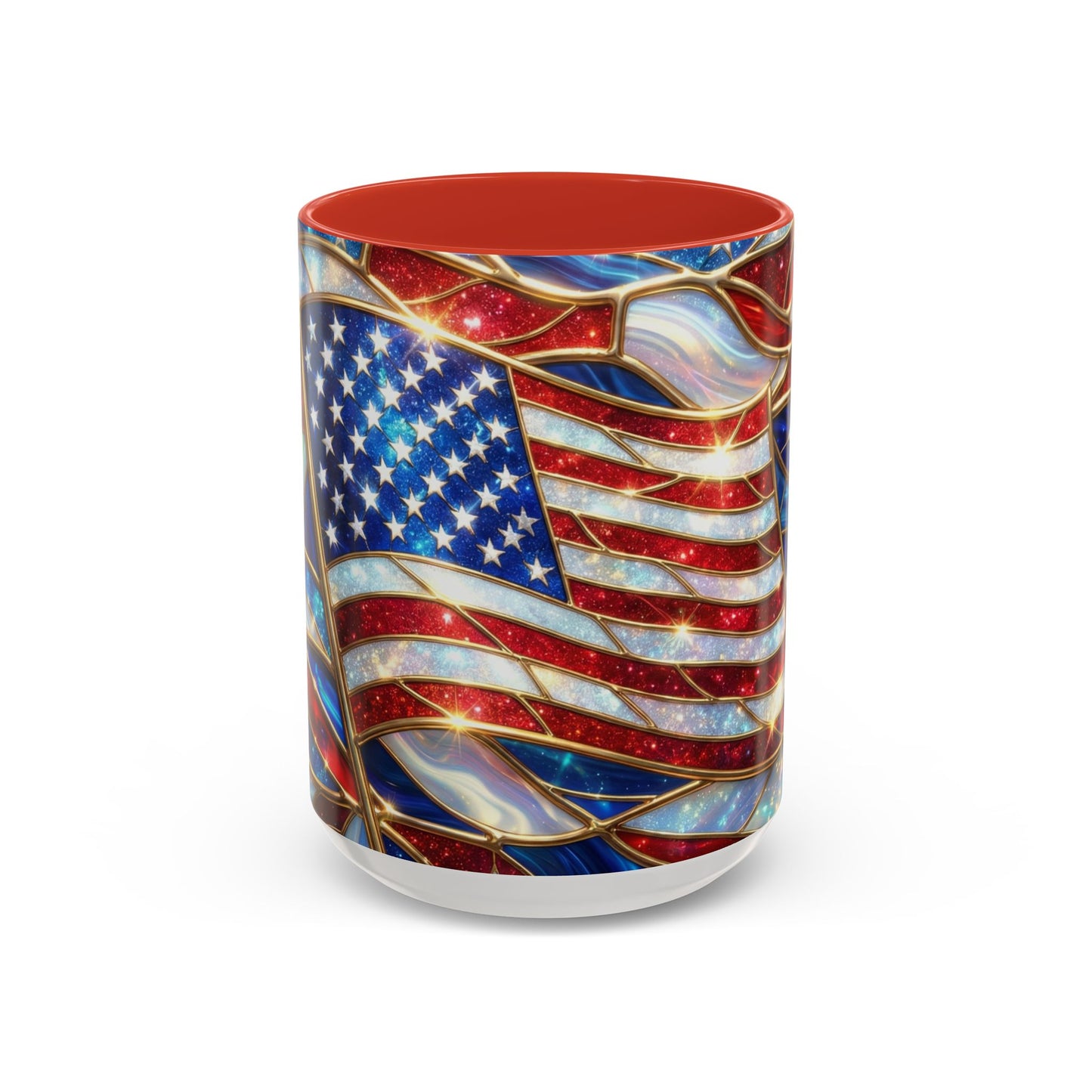 American Flag Mug, Stained Glass Flag Coffee Mug, Patriotic Mug, USA Flag Cup, Fourth Of July Gift, Veterans Gift Mug