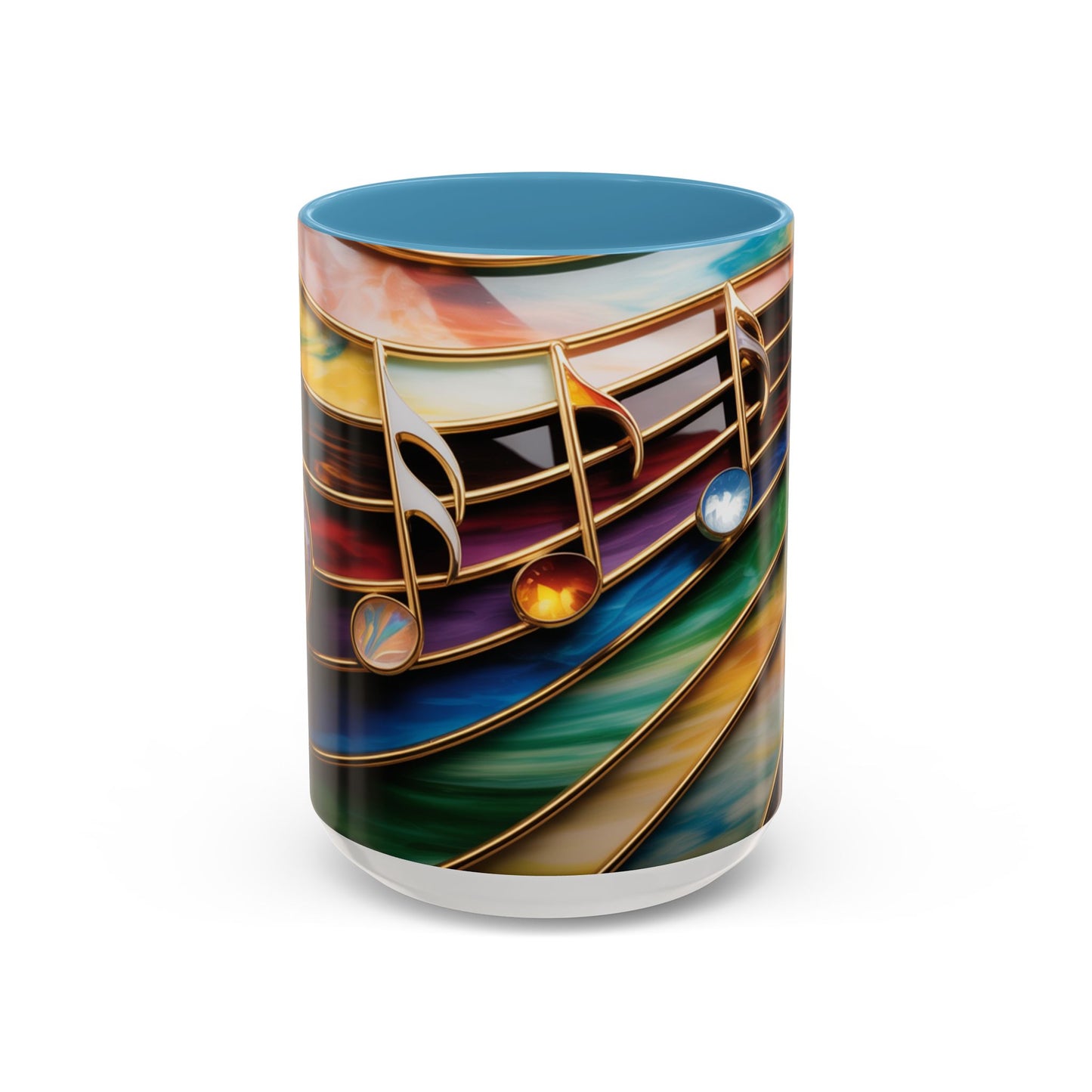 Stained Glass Music Notes Mug - Colorful Music Lover Gift - Music Teacher Mug - Treble Clef Coffee Cup - Musician Gift Idea - 11oz & 15oz Ceramic Mug