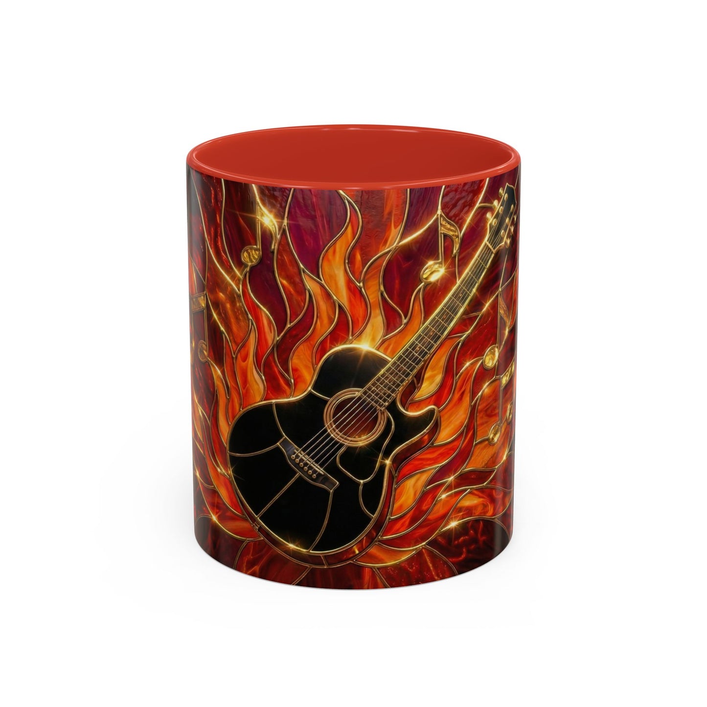 Stained Glass Guitar Mug, Fire Guitar Coffee Mug, Music Lover Gift Mug, Rock Guitar Art Cup, Musician Gift Mug, Guitar Lover Cup