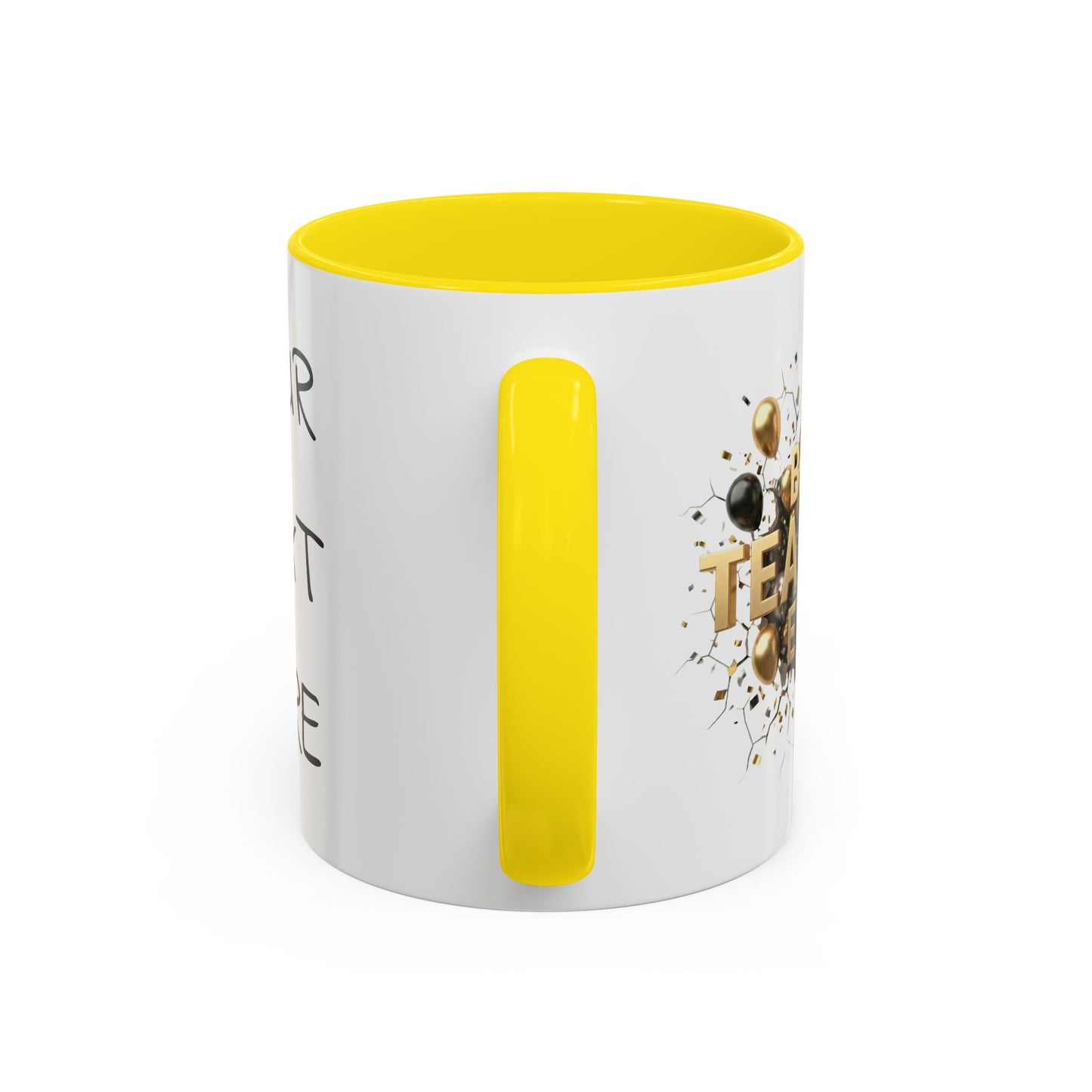 Personalized Teacher Mug, Best Teacher Ever Gift, Custom Educator Coffee Cup, 3D Gold Balloon Design, Teacher Appreciation Present