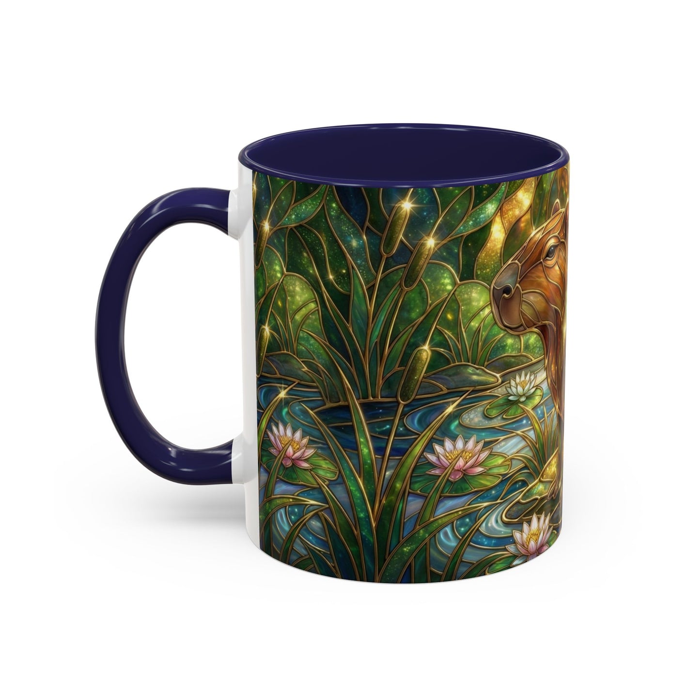 Capybara Coffee Mug, Stained Glass Capybara Art Mug, Cute Animal Lover Gift, Nature Inspired Ceramic Coffee Cup, Unique Wildlife Mug, 11oz 15oz