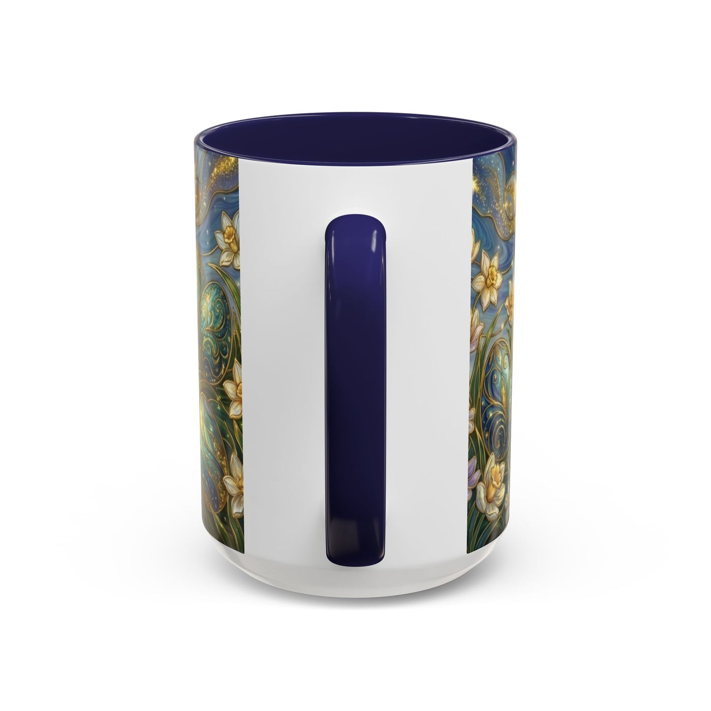 Stained Glass Easter Egg Mug, Magical Spring Floral Coffee Cup, Art Nouveau Fantasy Teacup, Elegant Celestial Starry Sky Mug Gift Idea
