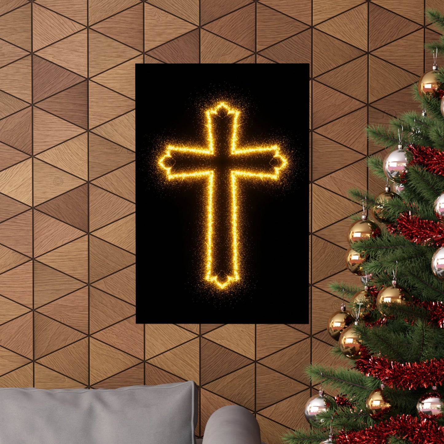 Vertical Poster - Glowing Cross Design