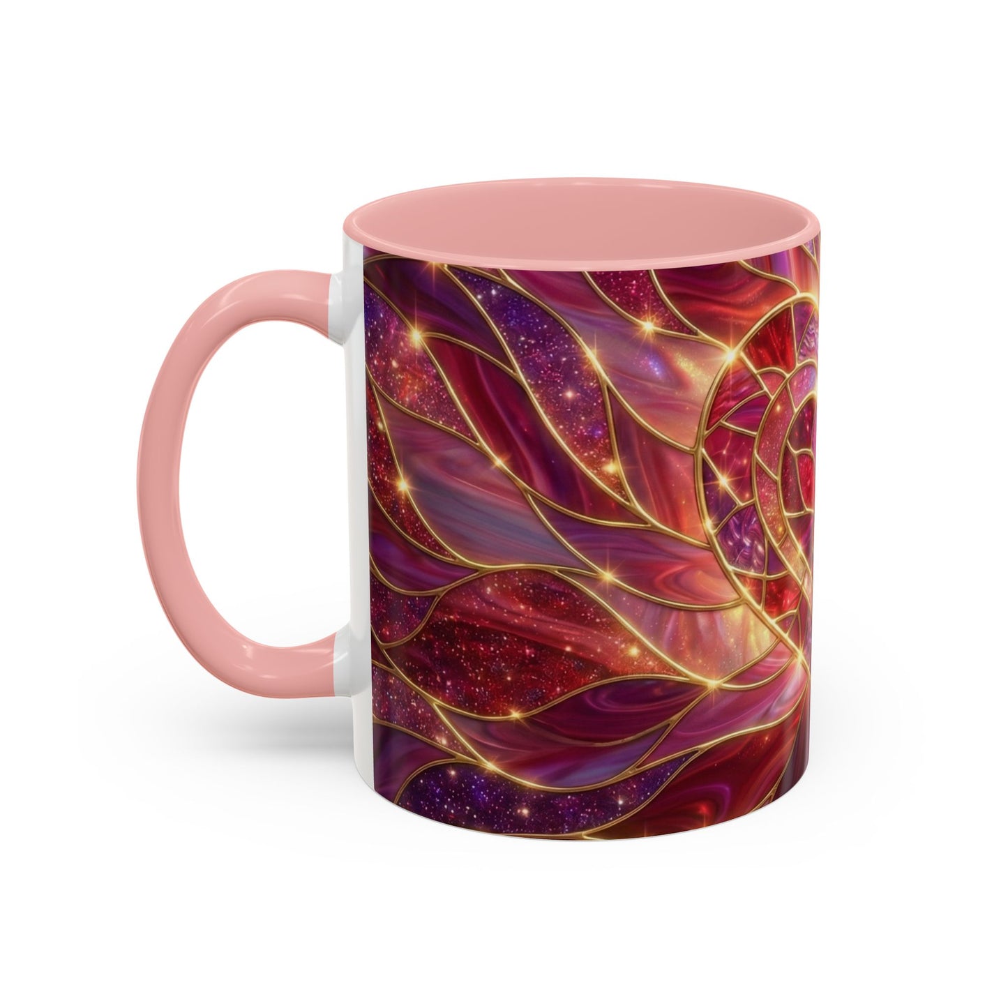 Stained Glass Heart Mug, Valentine Coffee Mug, Romantic Love Mug, Pink Red Ceramic Cup, Gift For Her, Anniversary Gift Mug