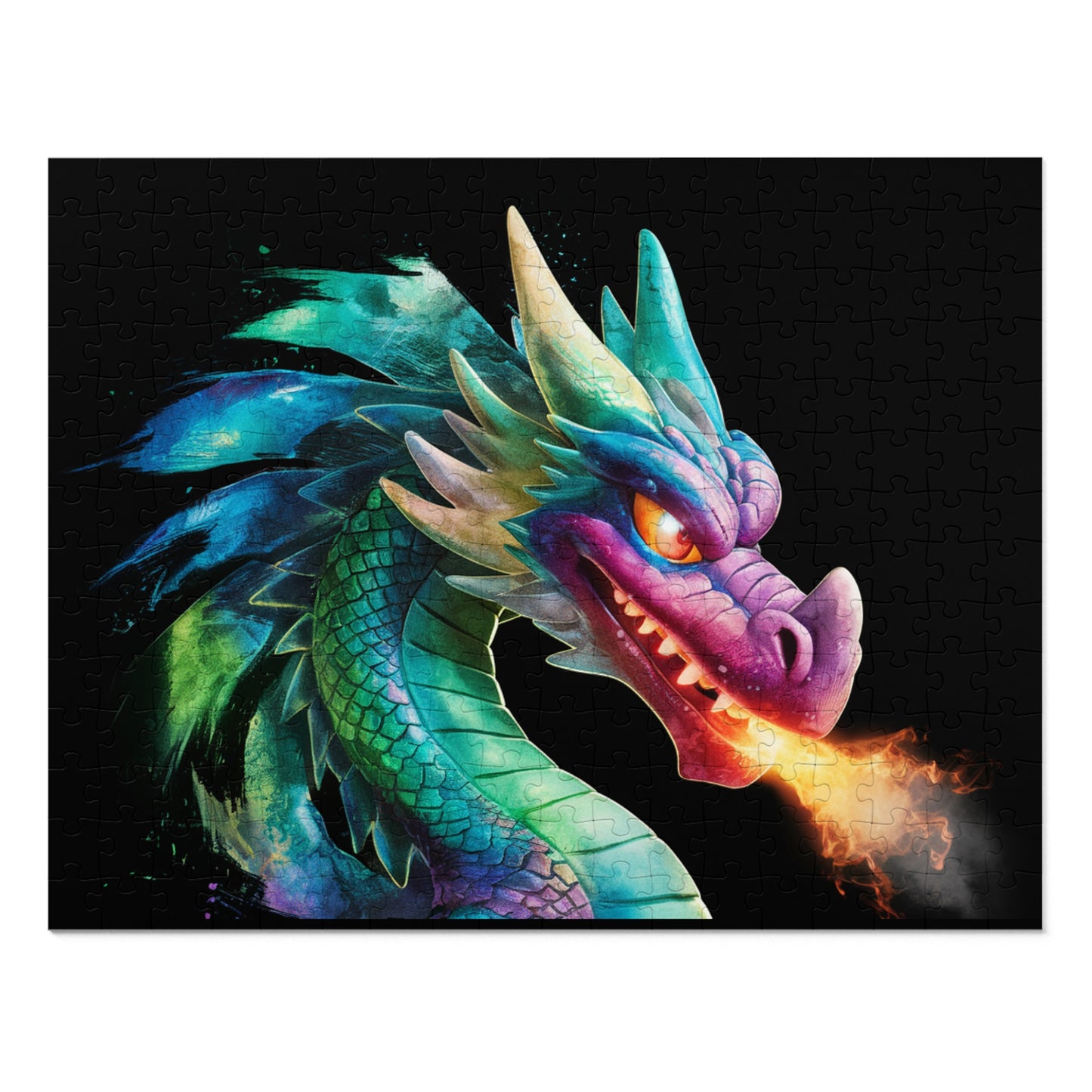Colorful Fire Breathing Dragon Puzzle - 252, 500, 1000, 2000 Piece Fantasy Jigsaw Gift for Adults, Kids, Gamers, & Art Lovers