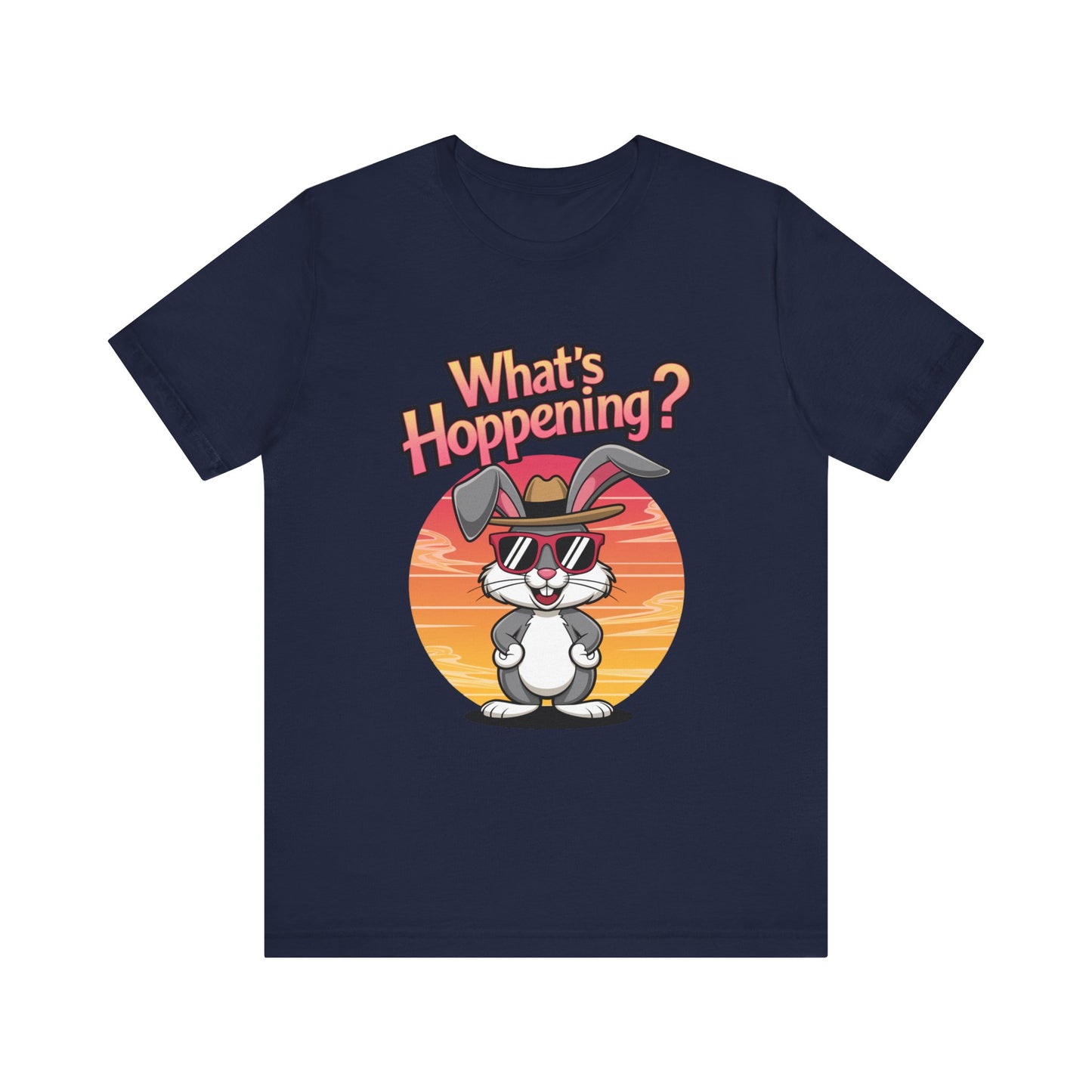 What’s Hoppening Funny Bunny Shirt – Cute Rabbit Pun T-Shirt – Sunset Graphic Tee for Animal Lovers, Easter, and Pun Enthusiasts