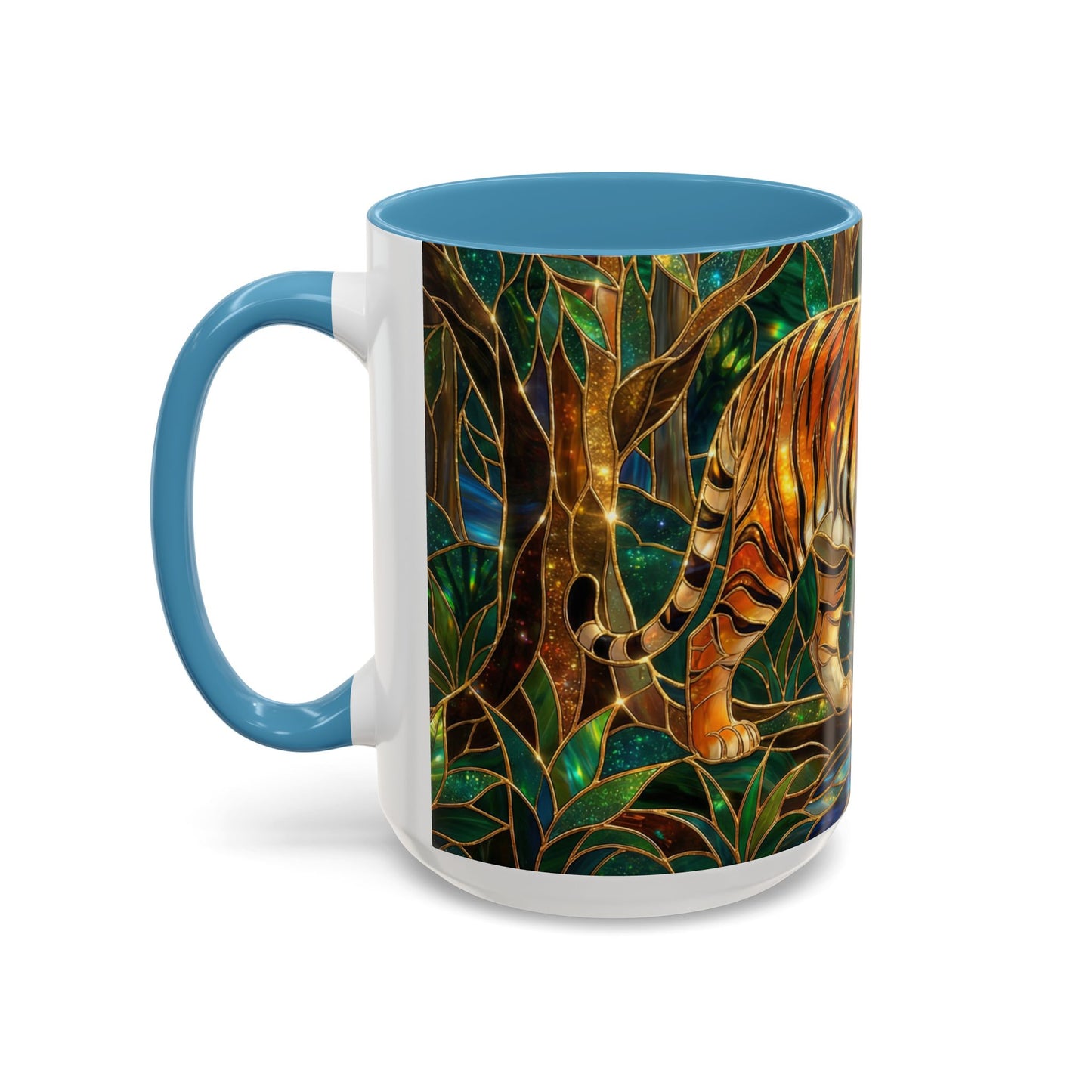 Stained Glass Tiger Mug, Tiger Coffee Cup, Wildlife Art Mug, Jungle Tiger Gift, Animal Lover Mug, Nature Inspired Coffee Cup