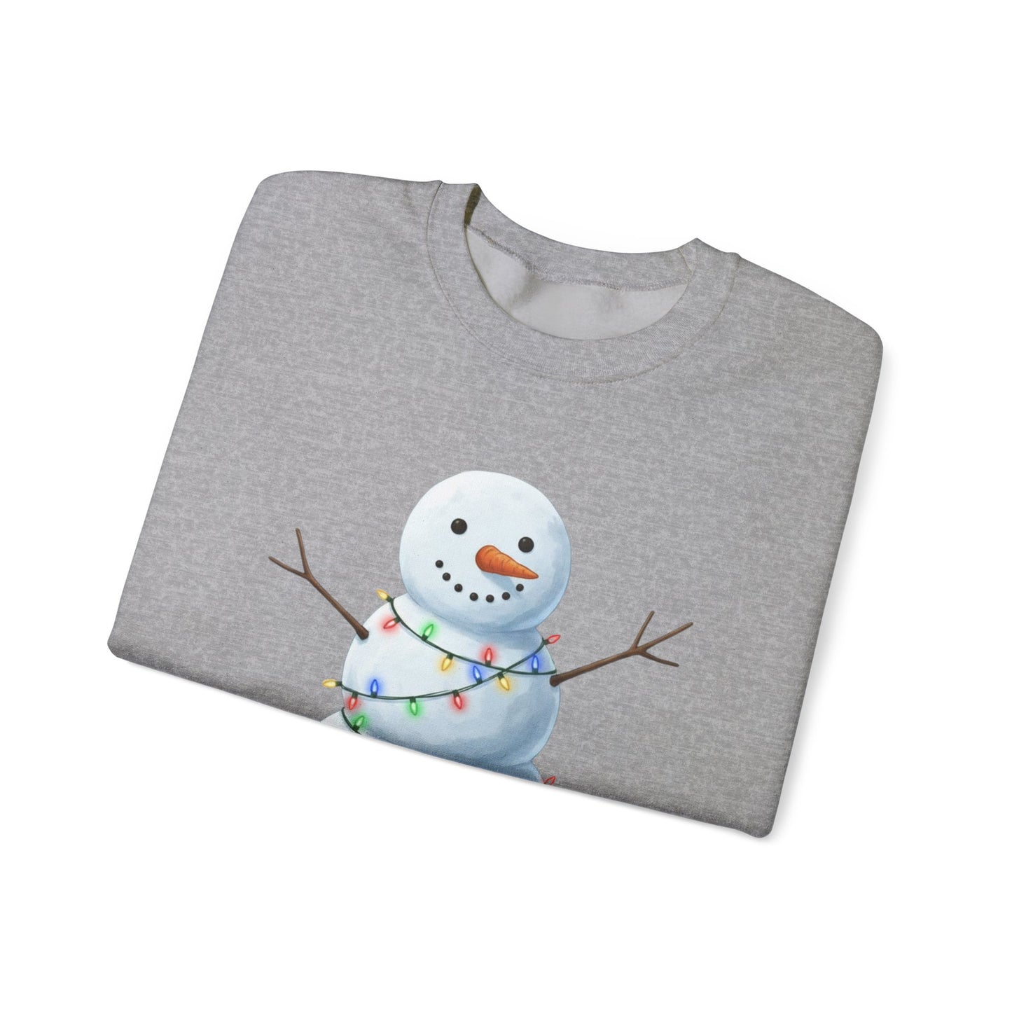 Cute Snowman Christmas Sweatshirt, Holiday Snowman Lights Sweater, Winter Snowman Crewneck, Cozy Christmas Gift, Festive Holiday Shirt
