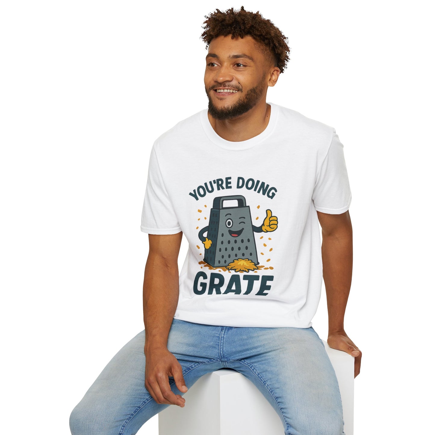 You’re Doing Grate Funny Cheese Grater Pun T-Shirt | Cute Kitchen Humor Graphic Tee | Encouragement Gift for Food & Pun Lovers