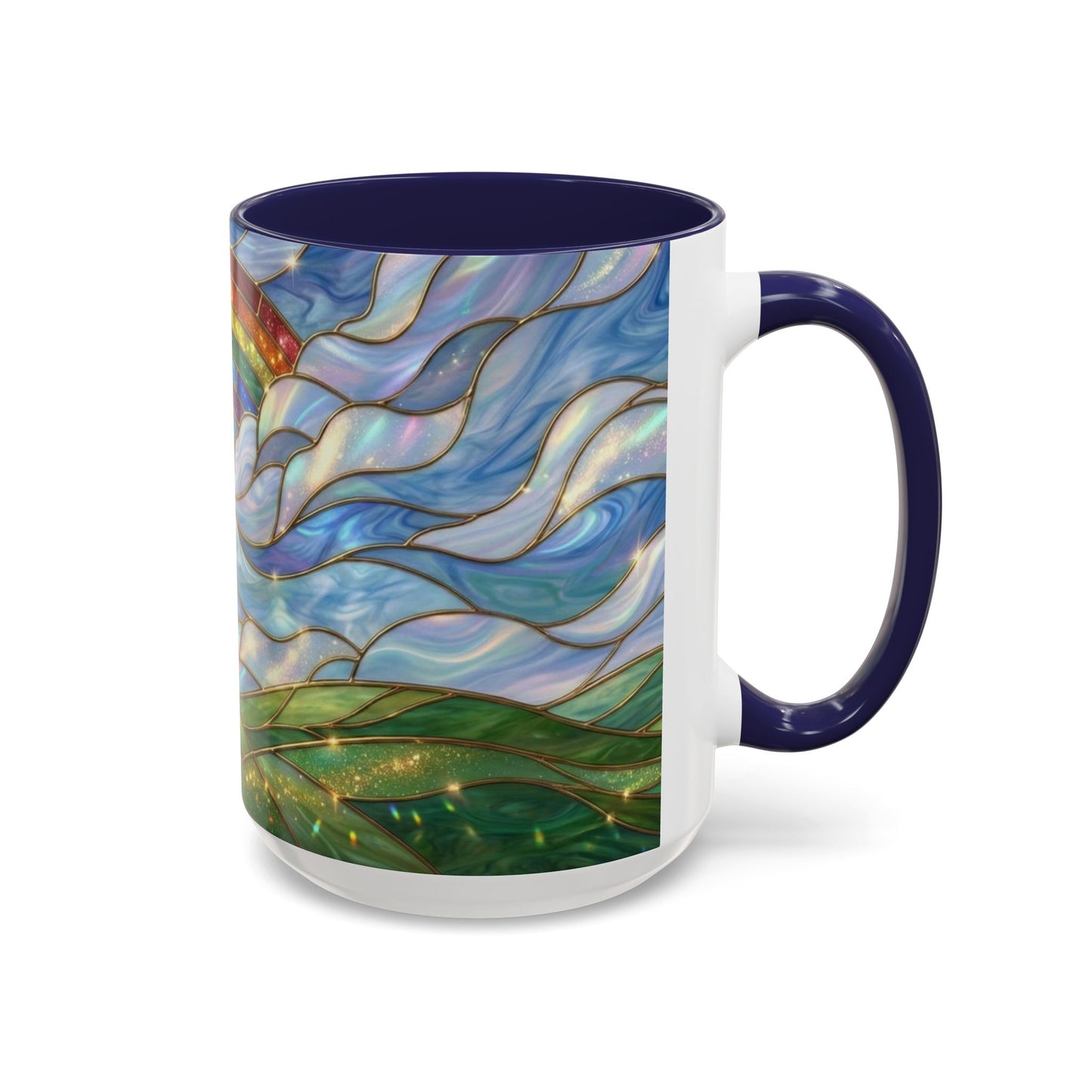 Stained Glass Rainbow Mug, Pot Of Gold Coffee Cup, St Patricks Day Gift, Whimsical Magical Art Mug, Lucky Irish Leprechaun Treasure