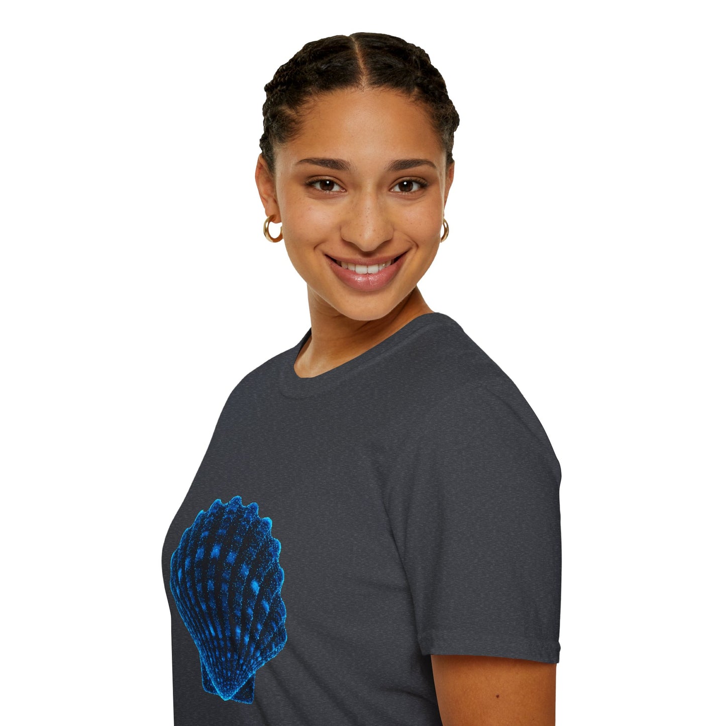 Geometric Digital Shell T‑Shirt • Nature Inspired Graphic Tee • Cottagecore, Y2K Nostalgia, Bold Minimalist Women & Men Gift
