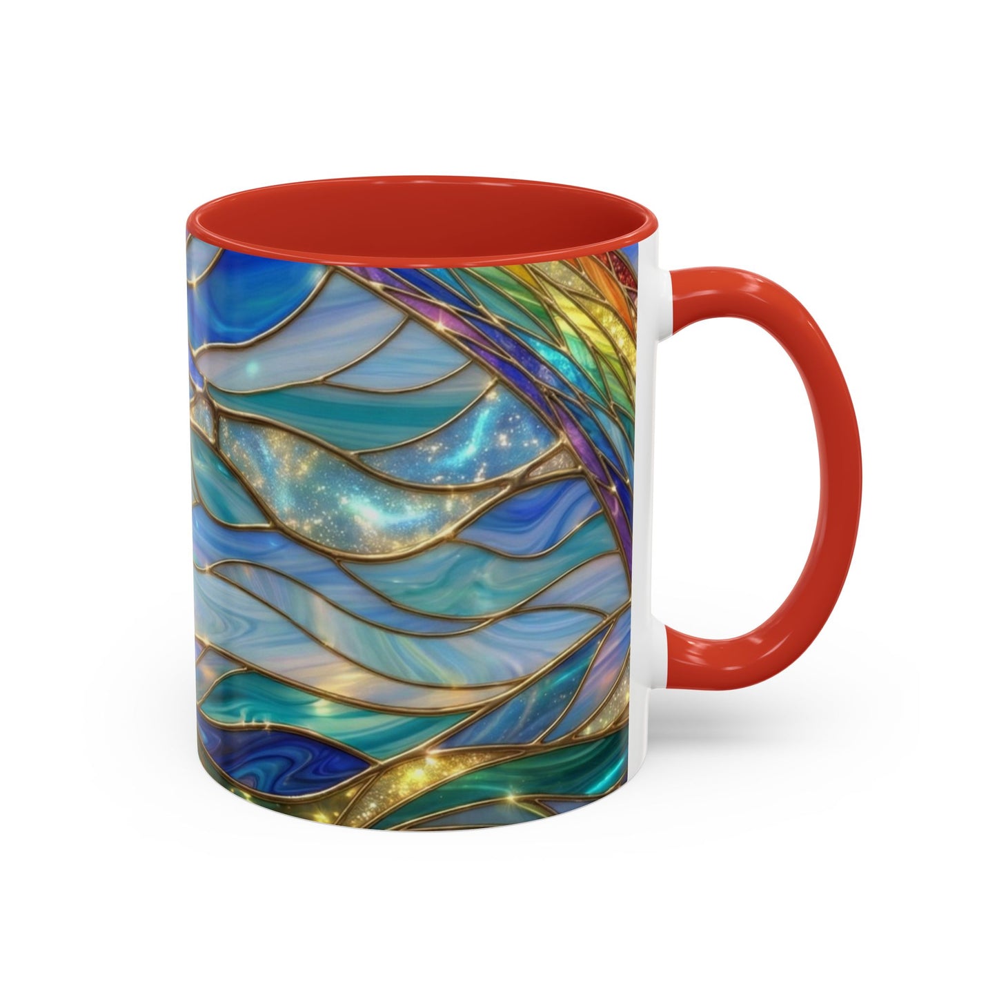 Stained Glass Rainbow Mug, Pot Of Gold Coffee Cup, St Patricks Day Gift, Magical Fantasy Tea Cup, Lucky Irish Leprechaun, Colorful Art