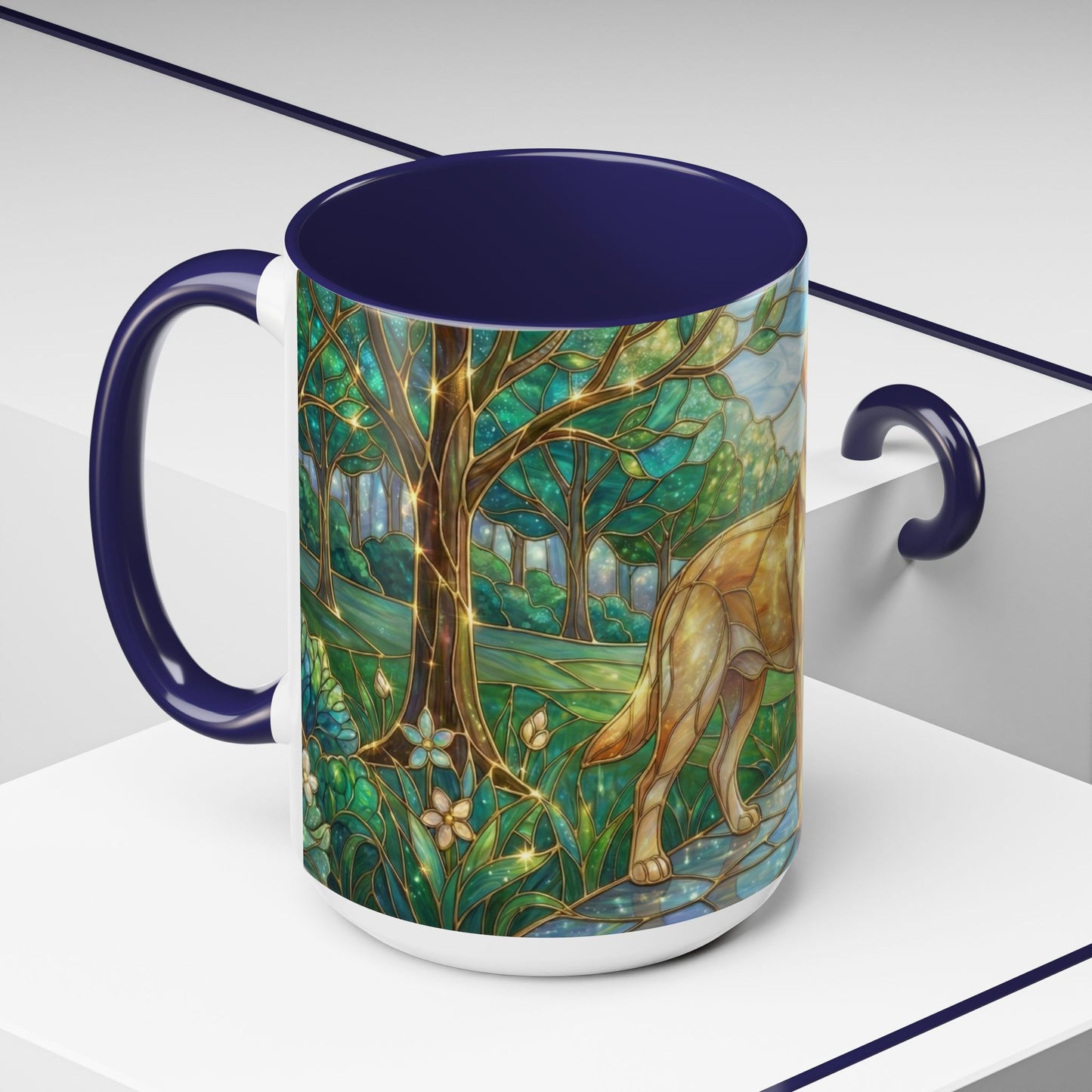 Stained Glass Labrador Mug, Dog Lover Coffee Mug, Labrador Retriever Art Cup, Pet Memorial Gift, Colorful Dog Mug, Nature Art Mug