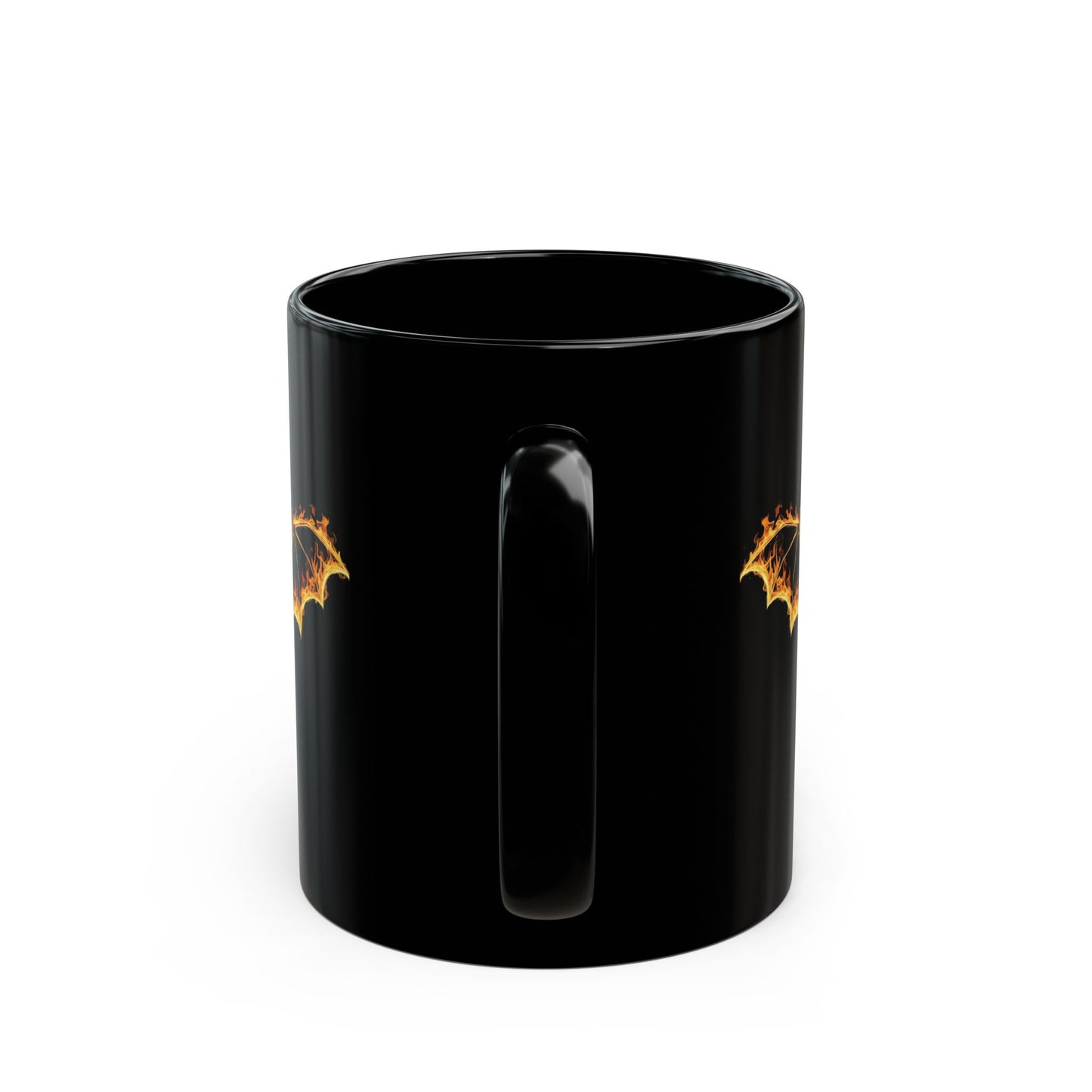 Flaming Bat Mug - Gothic Fire Bat Coffee Cup, Halloween Bat Mug, Spooky Gothic Horror Gift, Vampire Aesthetic Mug, 11oz and 15oz Black