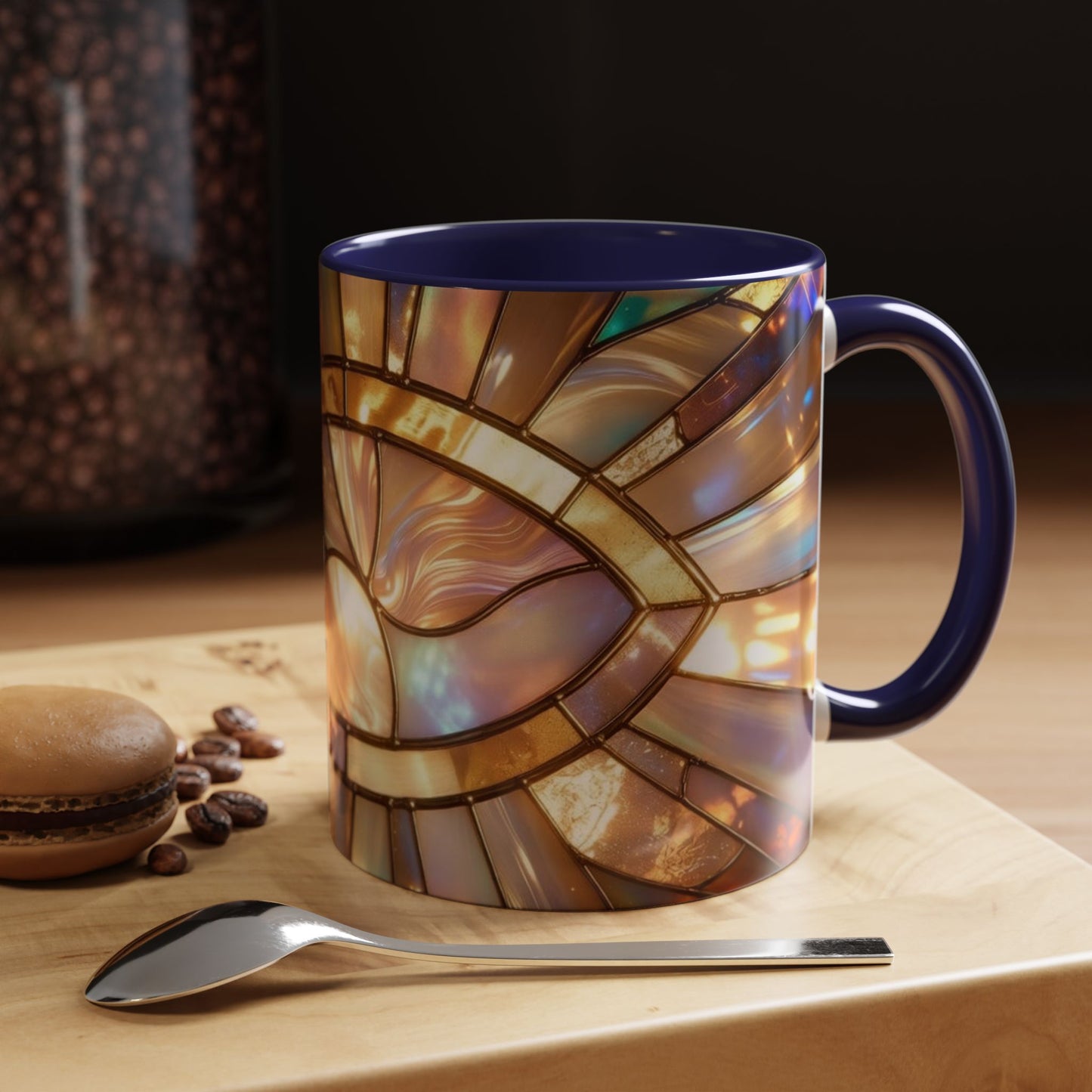 Stained Glass Ichthys Mug, Jesus Fish Christian Coffee Cup, Religious Art Mug, Faith Gift For Women, Inspirational Stained Glass Christian Symbol Design