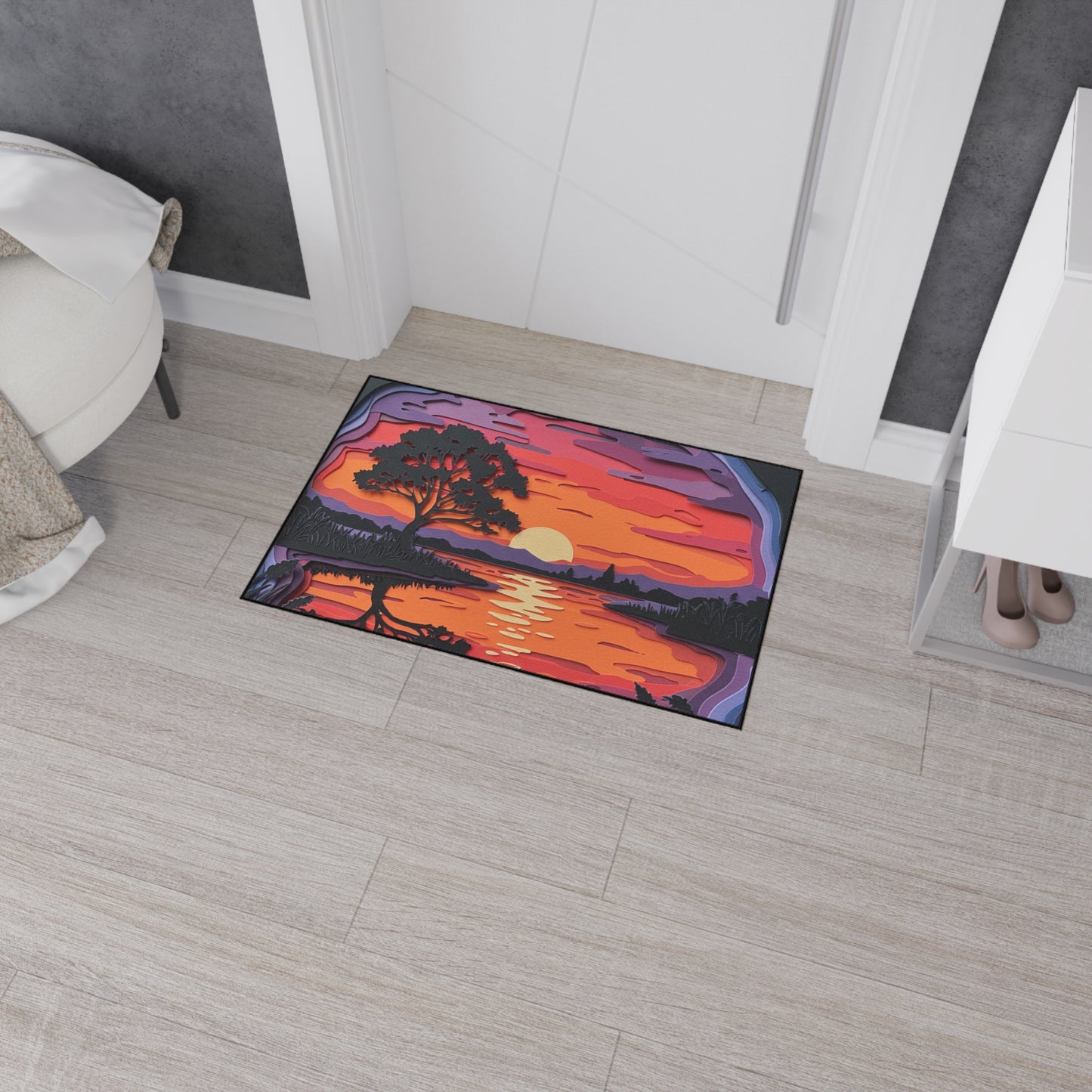 Floor Mat - Paper Art Sunset design