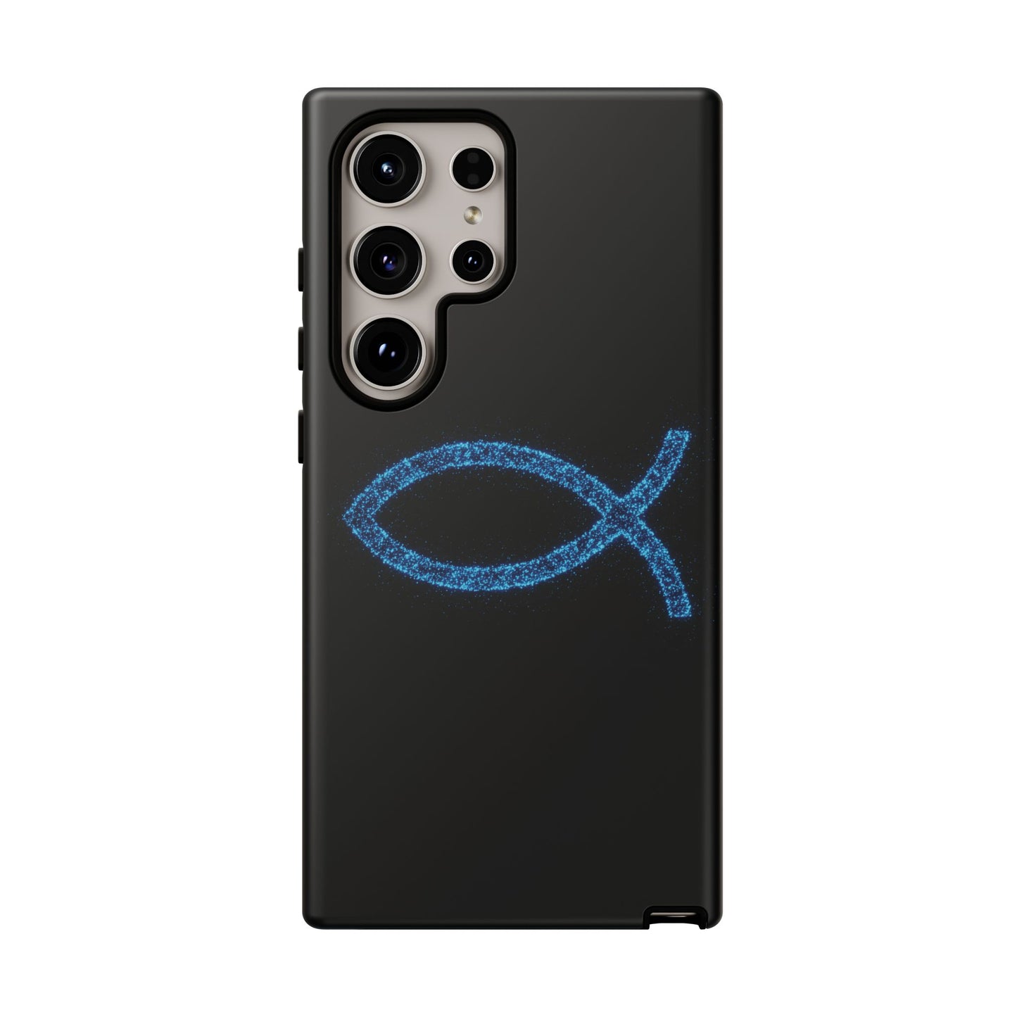 Blue Glitter Fish Symbol Samsung Phone Case - Durable & Stylish for Faith Enthusiasts