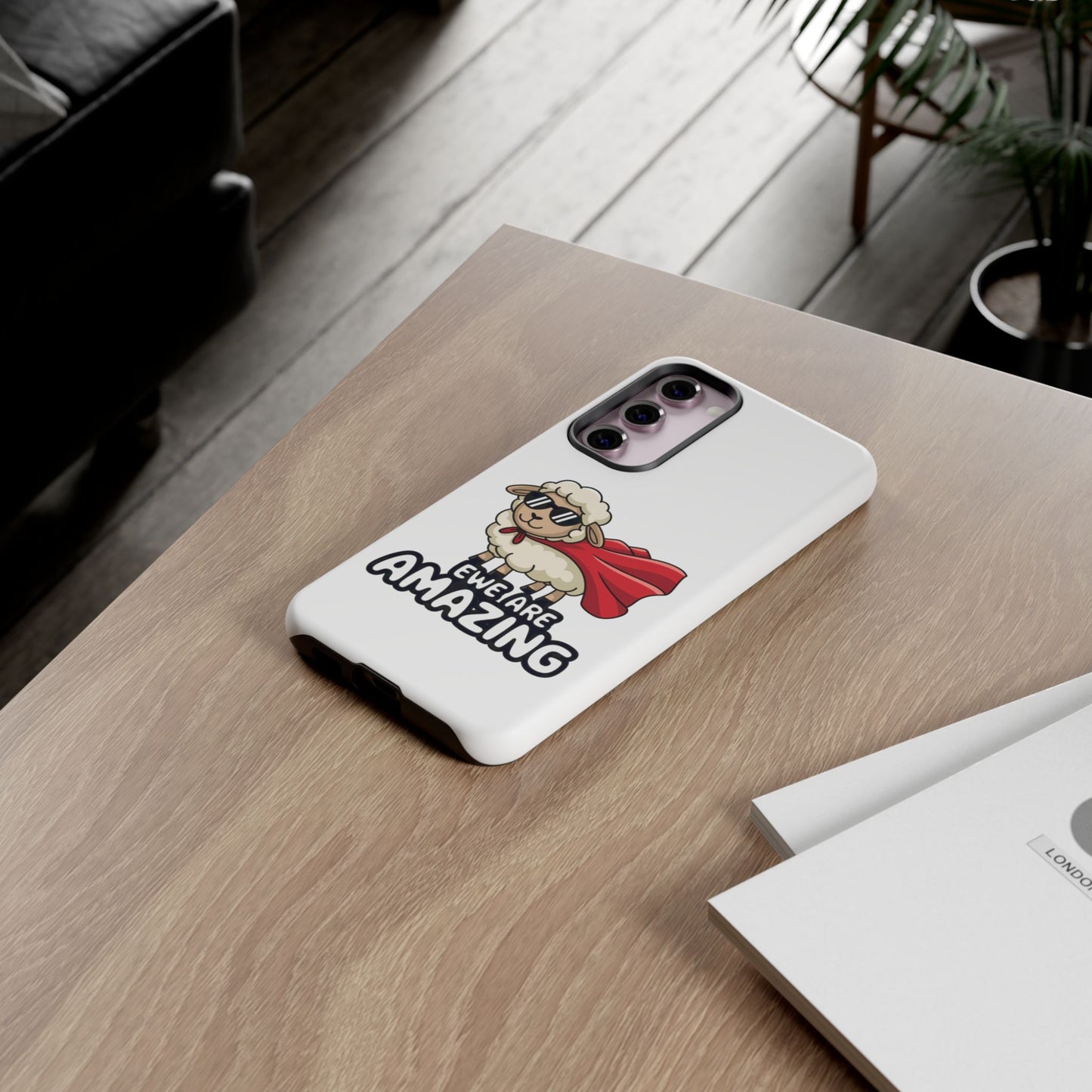 Funny Samsung Case - Cute Sheep Phone Cover - "Ewe Are Amazing" Gift for Her or Him - Animal Pun Superhero Case - Samsung Case