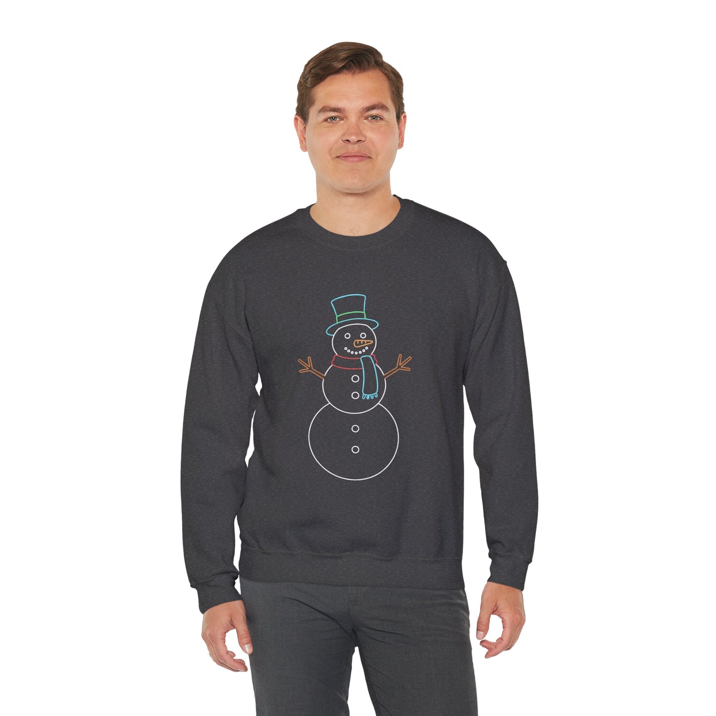 Snowman Sweatshirt, Black Snowman Crewneck, Holiday Winter Sweatshirt Unisex, Cute Snowman Gift for Her Him, Cozy Winter Fashion
