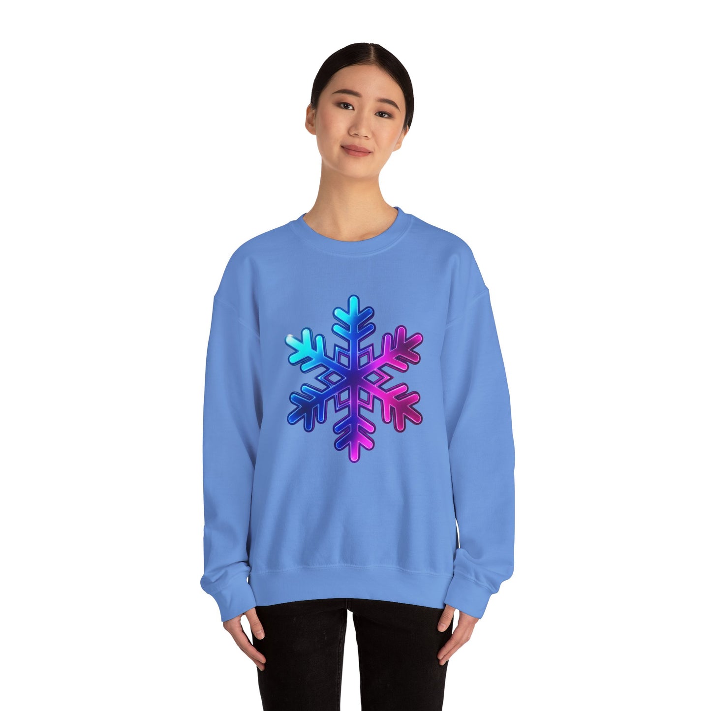 Blue Pink Gradient Snowflake Sweatshirt, Winter Aesthetic Pullover, Cozy Christmas Crewneck, Festive Holiday Sweater Gift for Her or Him