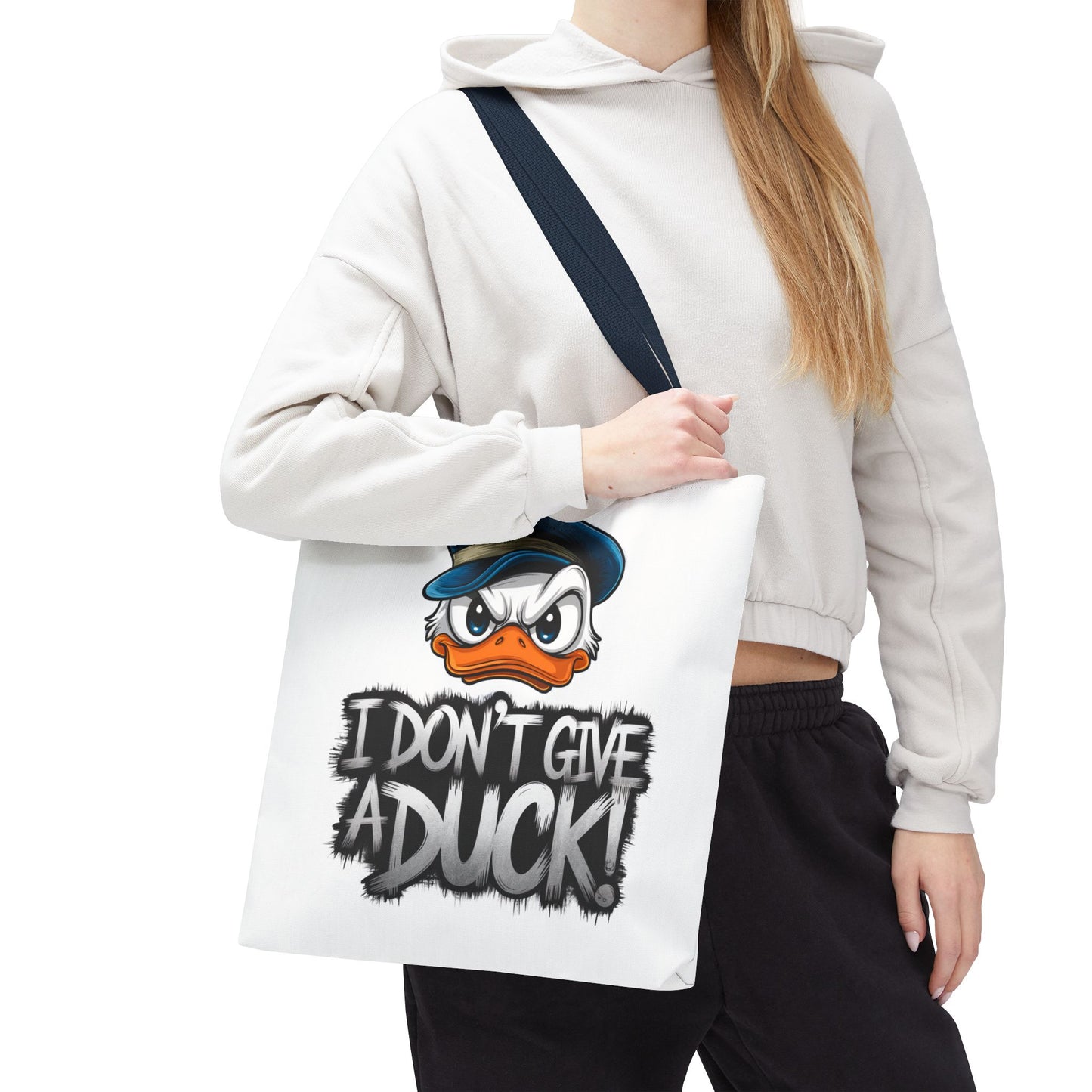 Funny Grumpy Duck Tote Bag | I Don’t Give A Duck Canvas Tote | Eco Reusable Cotton Gift Tote | Cute Animal Humor Market Bag