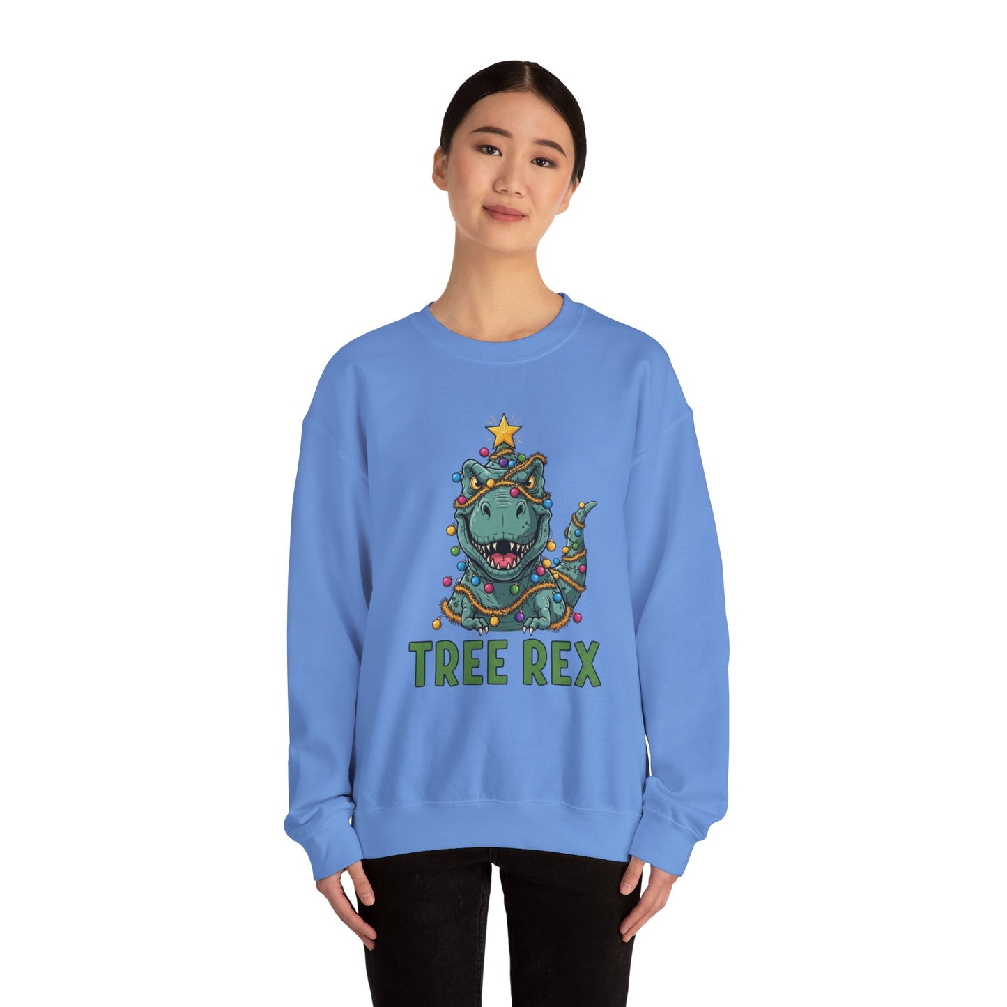 Tree Rex Christmas Sweatshirt, Funny Dinosaur Holiday Sweater, Cute T-Rex Christmas Crewneck, Festive Unisex Gift For Friends And Family