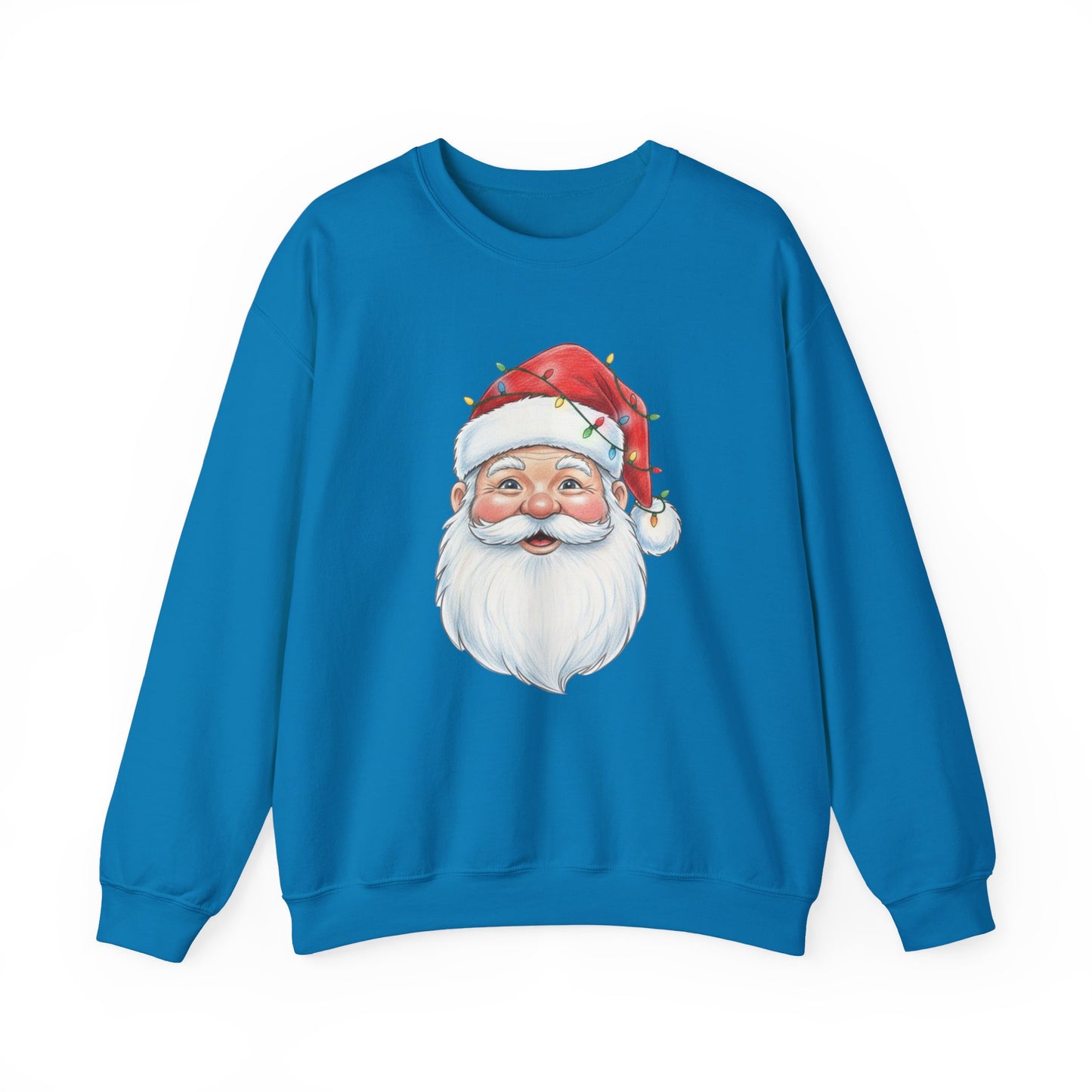 Santa Claus Christmas Sweatshirt, Vintage Santa Crewneck, Holiday Santa Face Sweater, Cute Christmas Lights Santa Shirt, Funny Xmas Sweatshirt