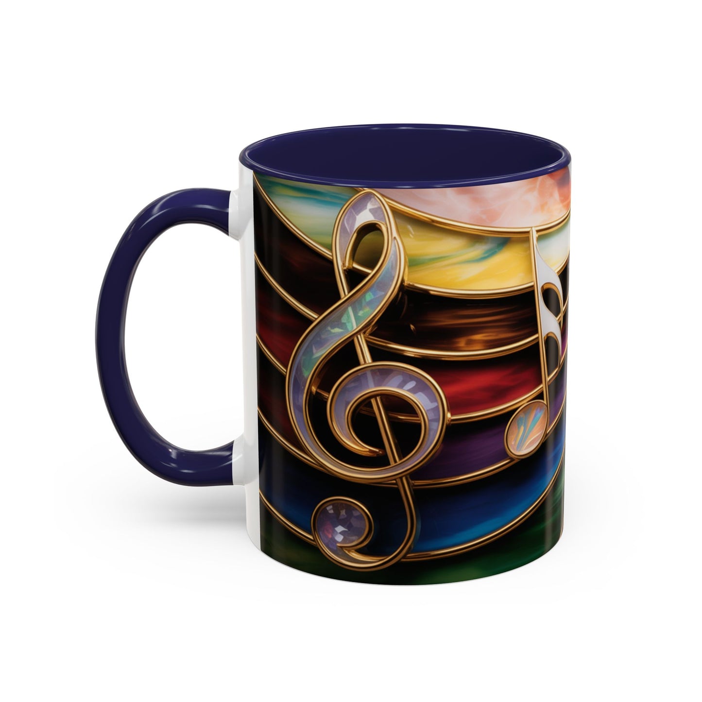 Stained Glass Music Notes Mug - Colorful Music Lover Gift - Music Teacher Mug - Treble Clef Coffee Cup - Musician Gift Idea - 11oz & 15oz Ceramic Mug