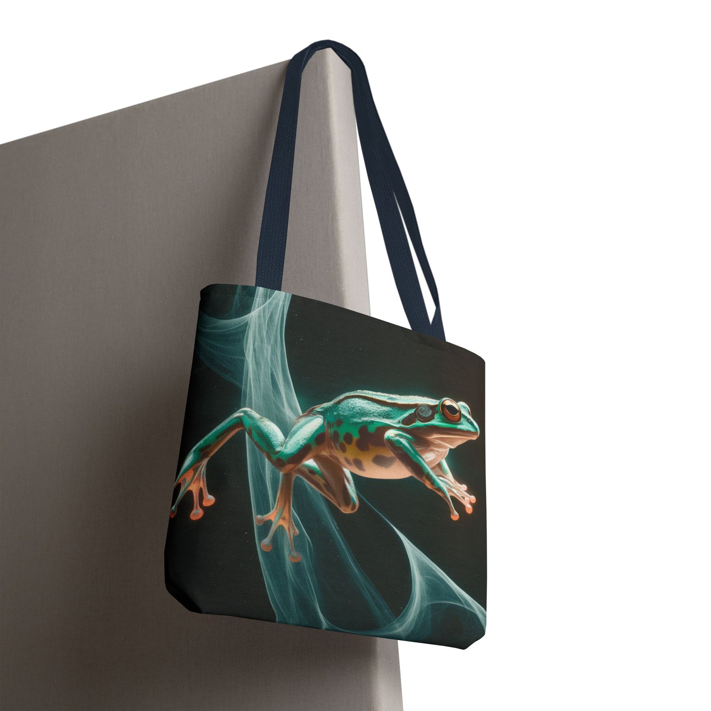 Frog in Motion Tote Bag, Nature-Inspired Green Frog Design Eco-Friendly Shoulder Bag, Artistic Reusable Tote For Everyday Use And Gifts