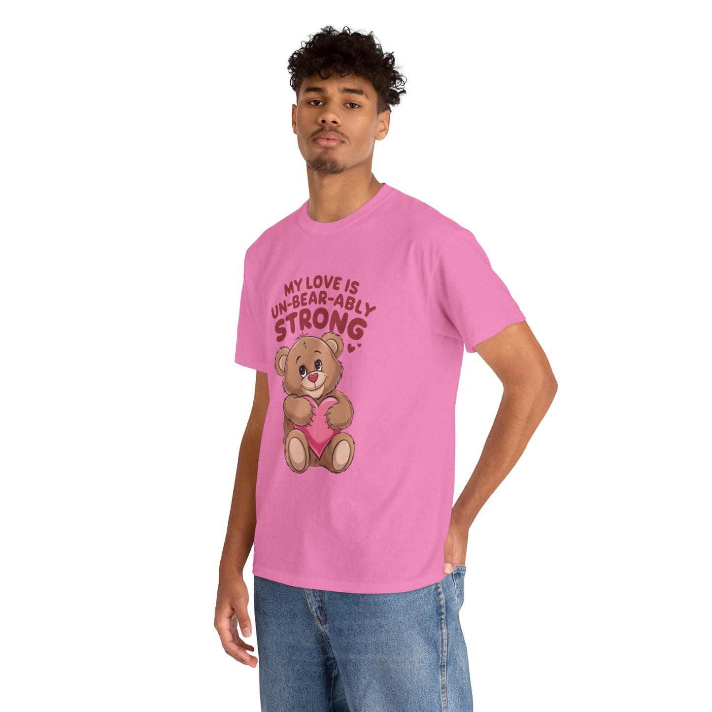 Un-Bear-ably Strong Valentine Shirt, Teddy Bear Heart Tee, Cute Love Graphic T-Shirt, Valentines Gift, Romantic Couple Top, Gift For Her