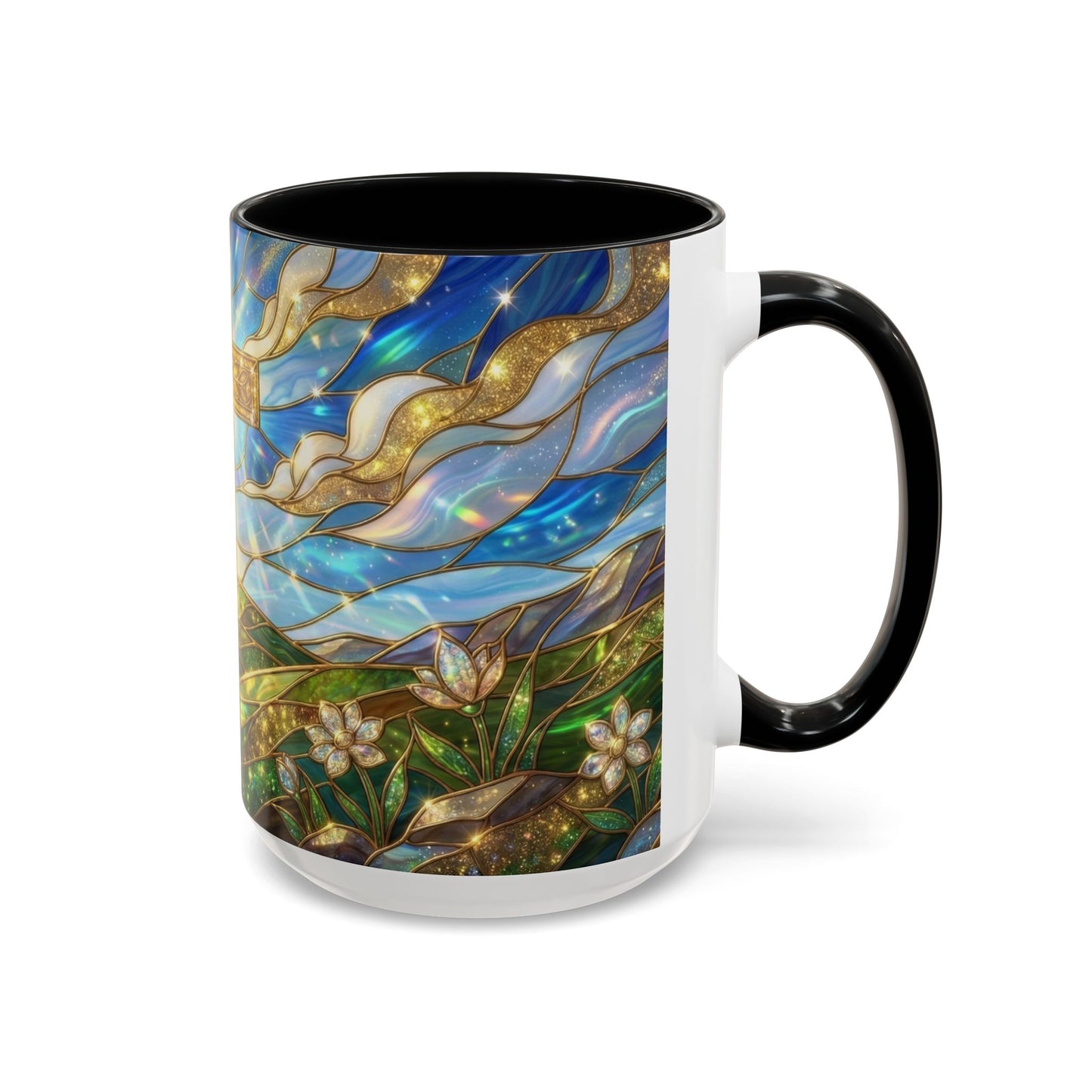 Stained Glass Cross Mug, Christian Coffee Mug, Faith Inspired Art Cup, Religious Gift For Women Men, Inspirational Christian Mug