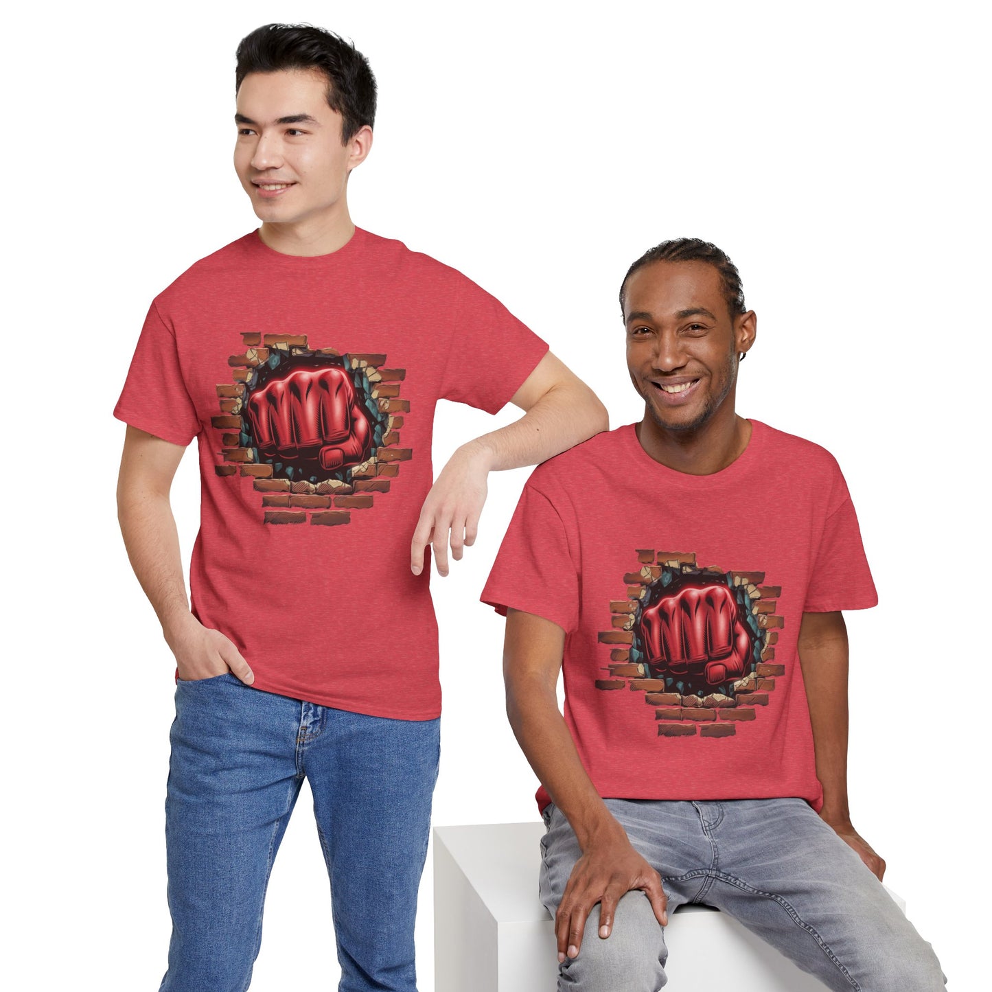 Impact Fist Graphic T-Shirt – Punch Through Brick Wall Design | Bold Streetwear Tee for Fighters, Gym & Edge-Lovers