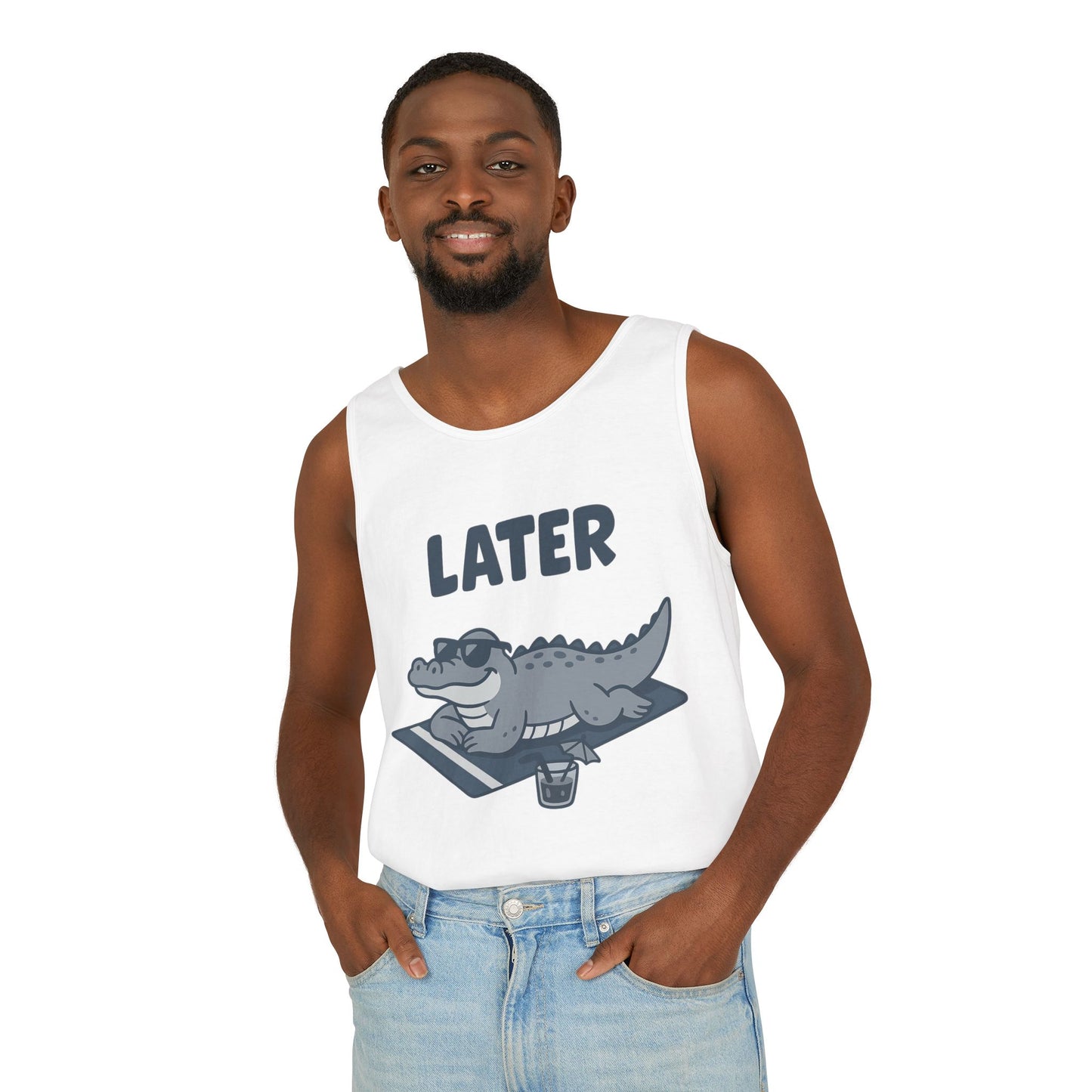 Funny Crocodile Tank Top - ‘Later Gator’ Cute Graphic Croc Tee, Summer Vest, Beach Gift, Sarcastic Animal Humor, Festival and Everyday Wear