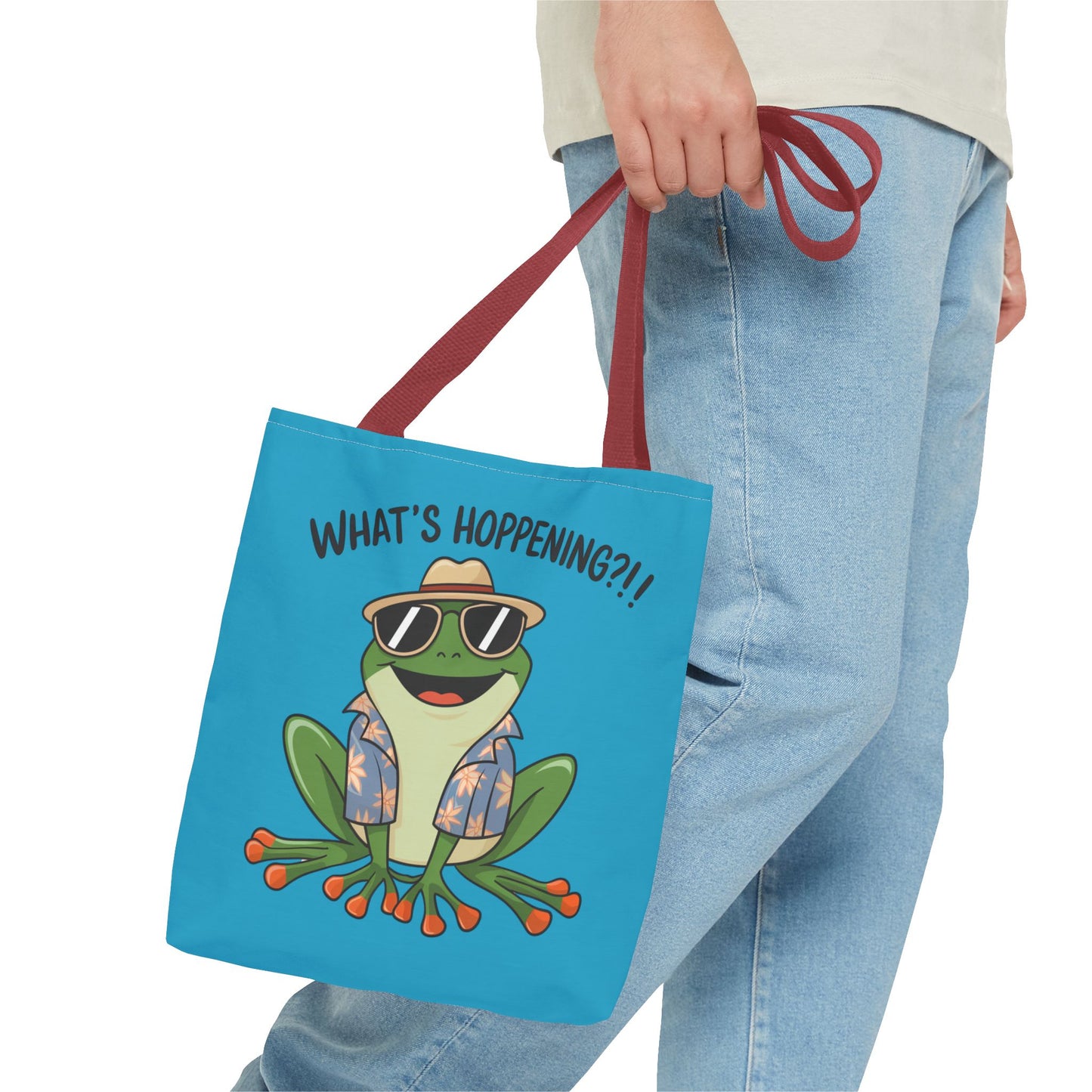 Frog Tote Bag - What's Hoppening Pun Design