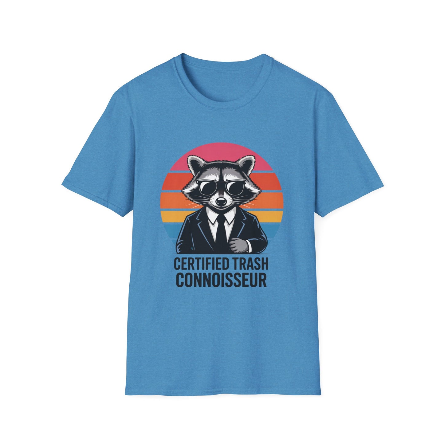 Certified Trash Connoisseur Raccoon Shirt - Funny Trash Panda Graphic Tee - Retro Sunset Vintage Vibe - Unique Gift for Raccoon Lover