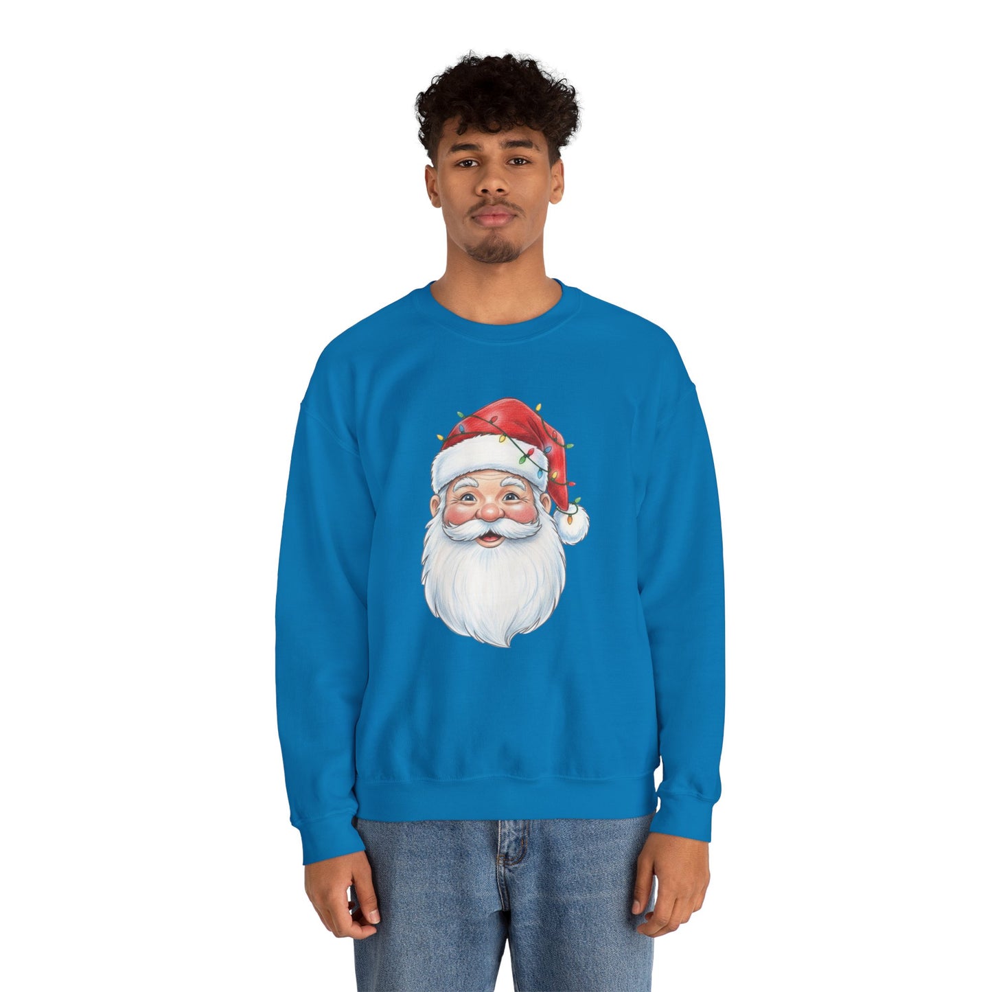 Santa Claus Christmas Sweatshirt, Vintage Santa Crewneck, Holiday Santa Face Sweater, Cute Christmas Lights Santa Shirt, Funny Xmas Sweatshirt