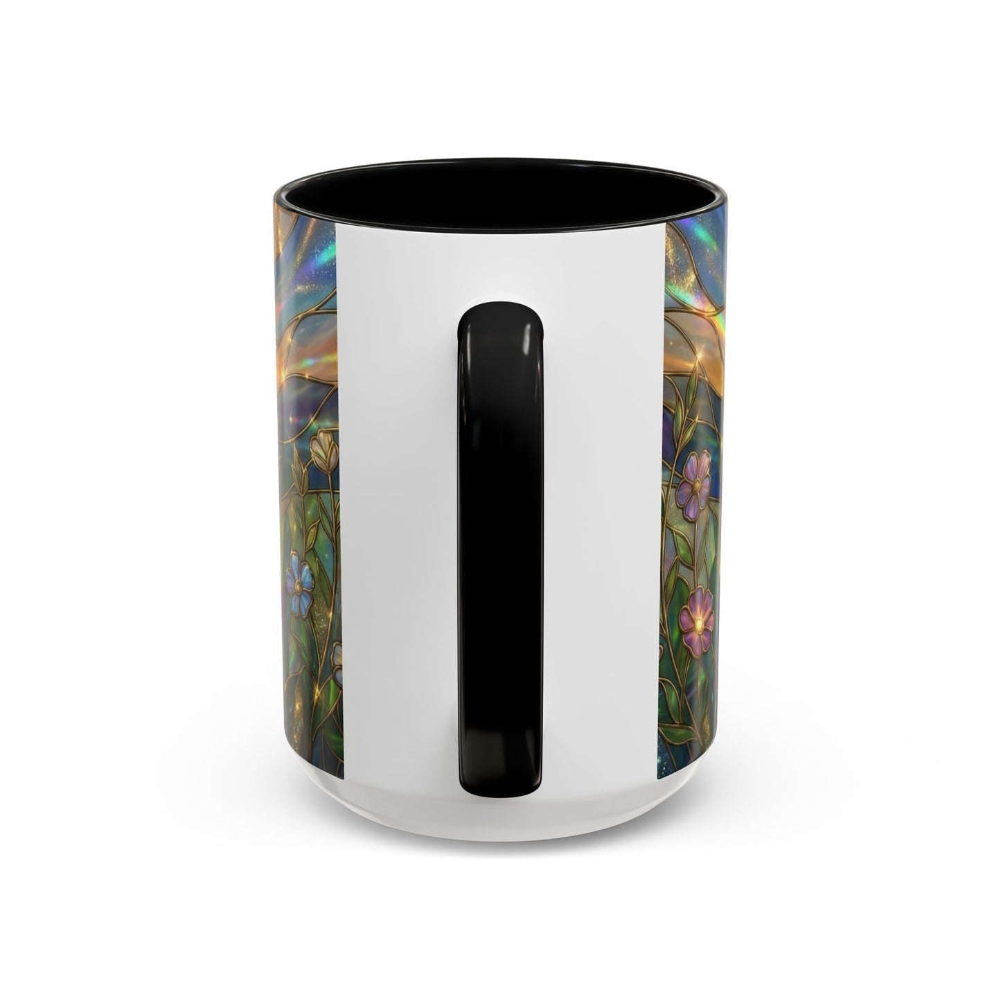 Stained Glass Cross Mug, Christian Coffee Cup With Floral Design, Faith Inspired Ceramic Mug, Religious Gift, 11oz 15oz