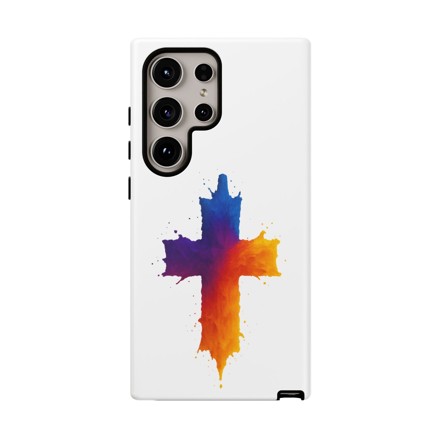 Christian Cross Phone Case – Vibrant Watercolor Design, Faith-Based Gift, Bible Verse Inspired Cell Cover