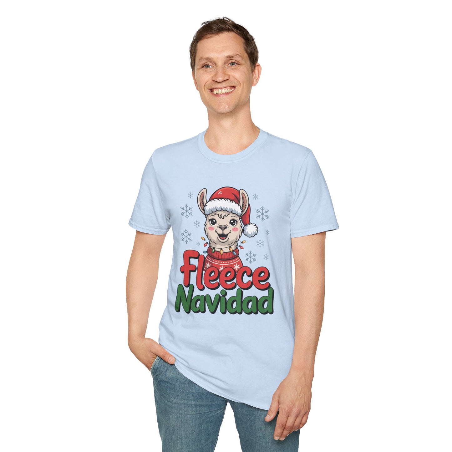 Fleece Navidad Llama Christmas Shirt, Funny Llama Xmas Tee, Cute Holiday Pun Shirt, Fuzzy Llama Santa Sweater Shirt, Christmas Gift Tee
