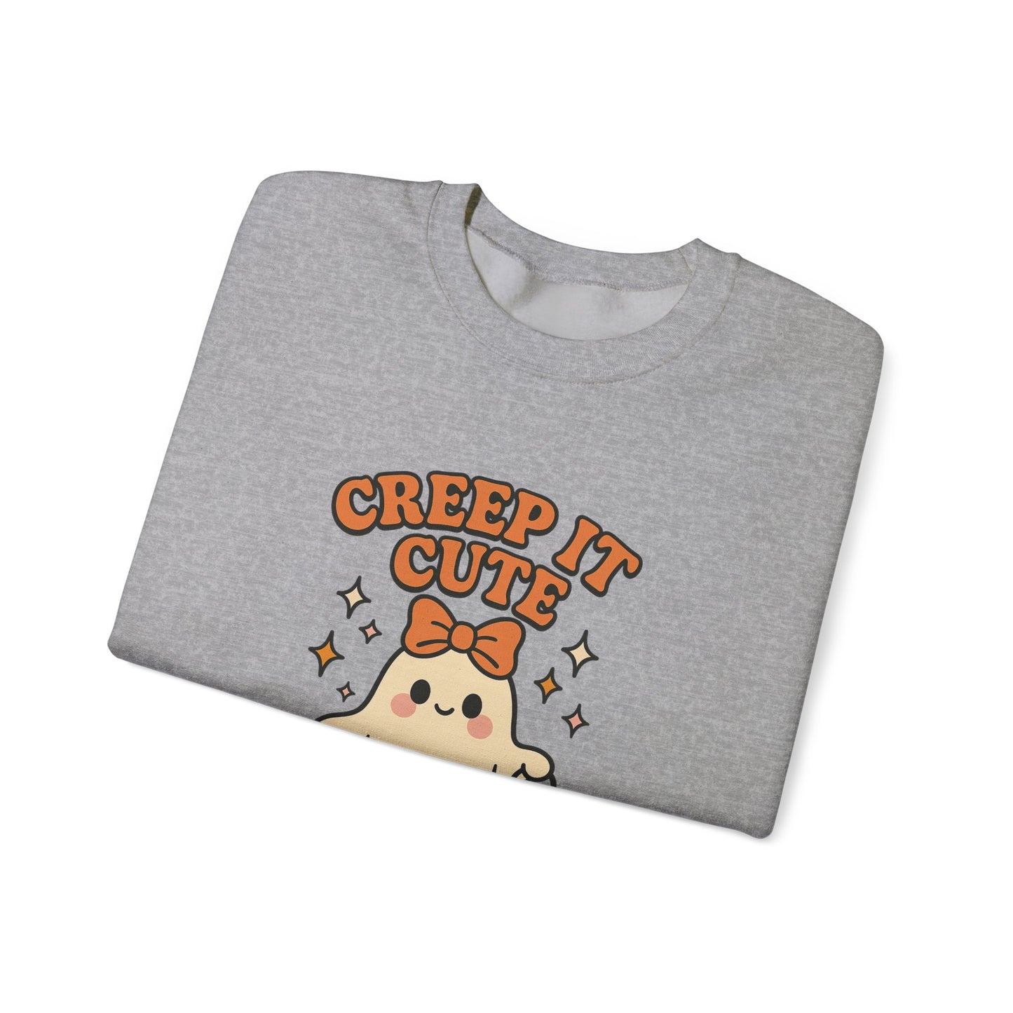 Cute Ghost Sweatshirt, Creep It Cute Crewneck, Spooky Halloween Pullover, Sweet Ghost Graphic Sweatshirt, Trick-Or-Treat Gift Top