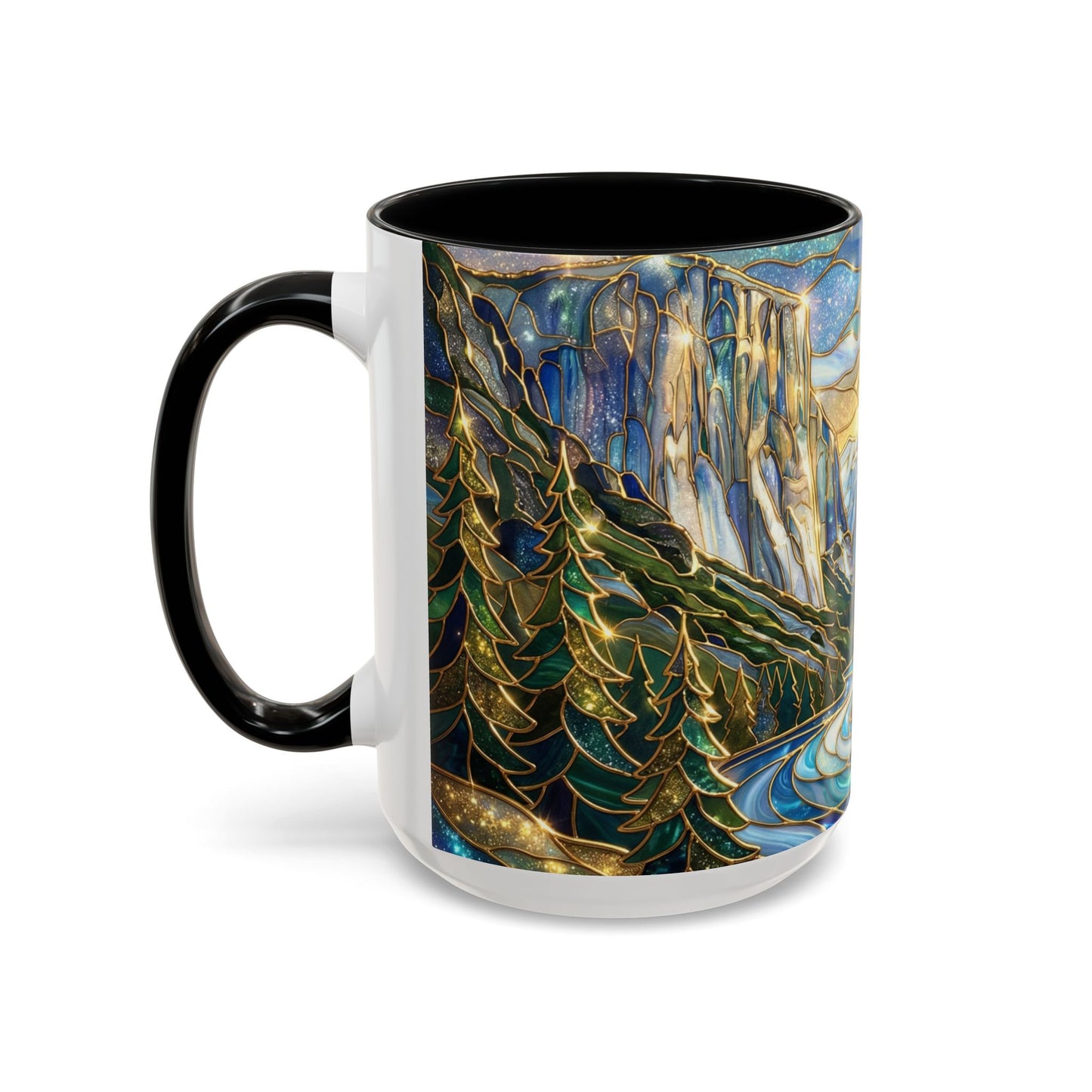 Stained Glass Yosemite Mug, Yosemite Mountain Coffee Cup, Waterfall Landscape Art Mug, Scenic Nature Mug, Yosemite Gift, Outdoor Lover Gift