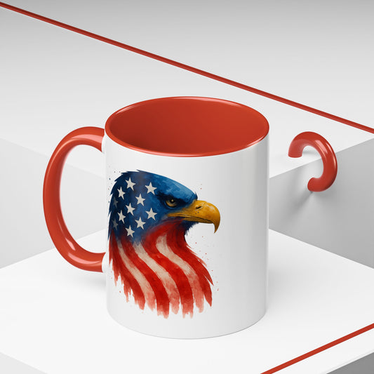 American Flag Eagle Mug - Patriotic Coffee Cup - USA Bald Eagle Gift - 4th of July Mug - Independence Day Drinkware - Veteran Gift