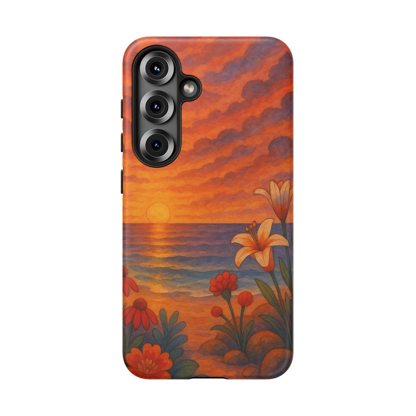 Samsung Case - Floral Ocean Sunset Watercolor Nautical Phone Case Beach Samsung Case Ocean Sunset Theme