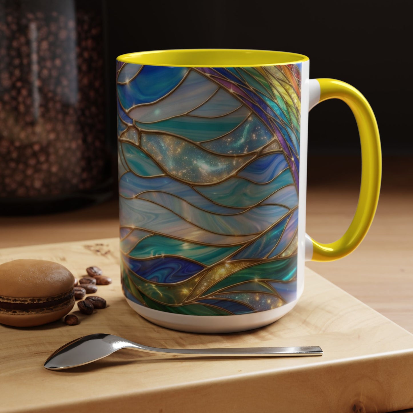 Stained Glass Rainbow Mug, Pot Of Gold Coffee Cup, St Patricks Day Gift, Magical Fantasy Tea Cup, Lucky Irish Leprechaun, Colorful Art