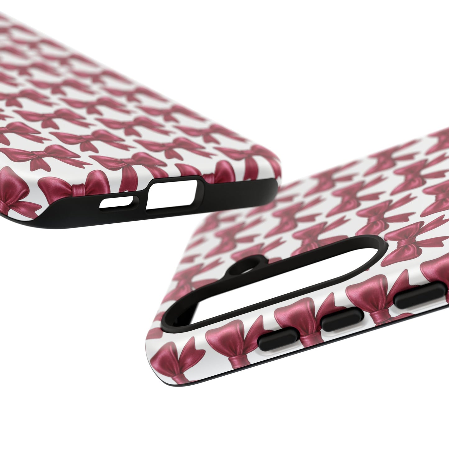 Coquette Samsung Case - Burgundy Bow Pattern Phone Cover, Girly Soft Aesthetic Gift, Cute Galaxy Case for Her