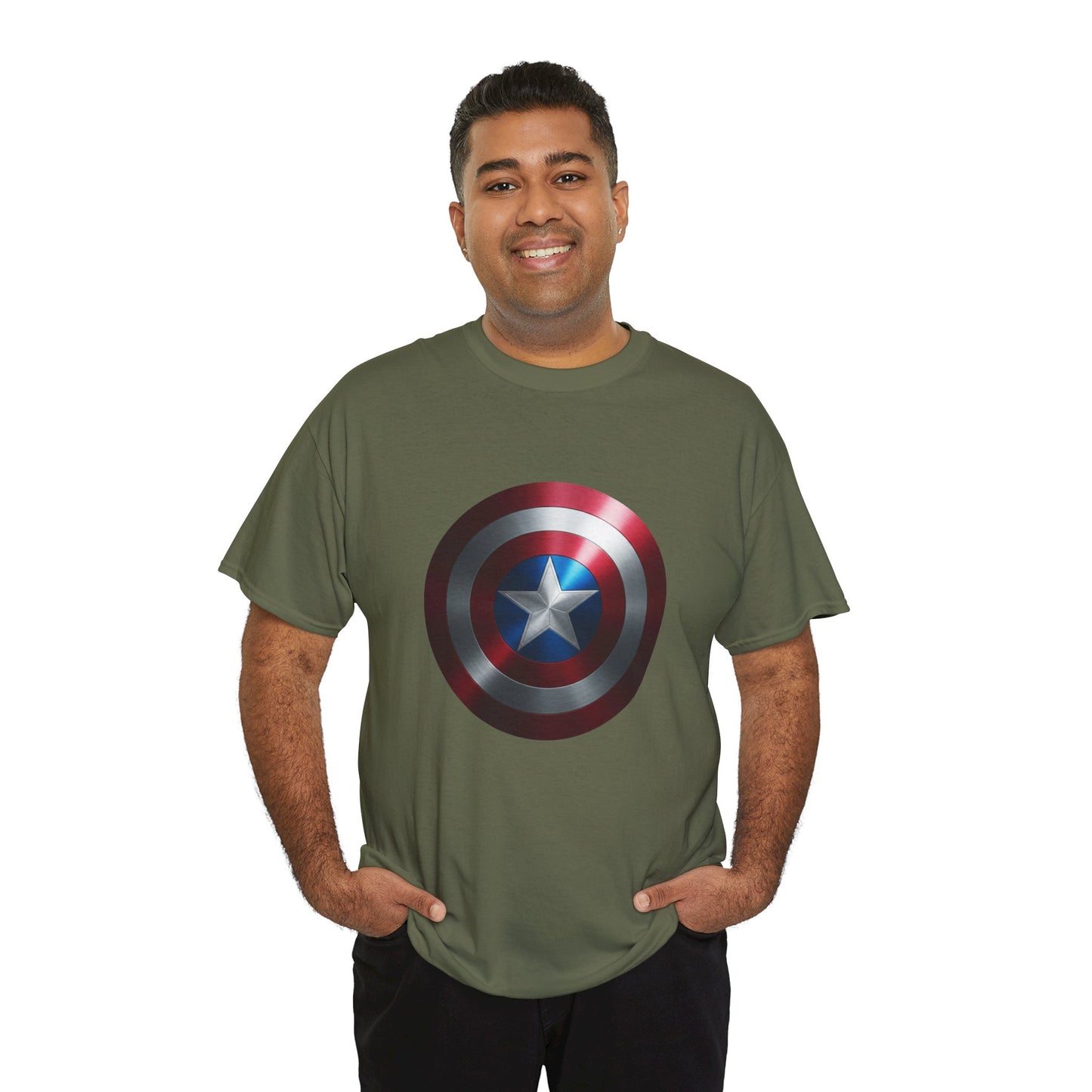 Patriotic Hero Shield Shirt – Star Emblem Graphic Tee – Super Soldier Gift – Comic Inspired Unisex Shirt – Cosplay Convention Top