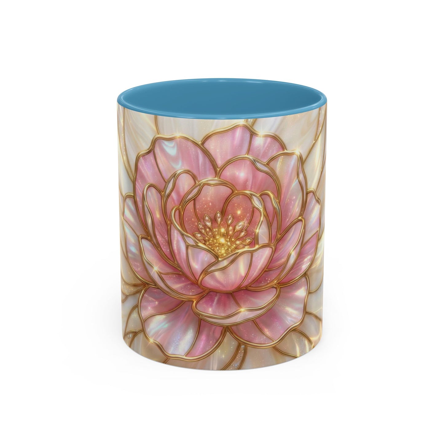 Pink Peony Stained Glass Mug, Gold Floral Coffee Cup, Elegant Flower Gift For Her, Fairycore Tea Cup, Mothers Day Present, Pearl Art Decor