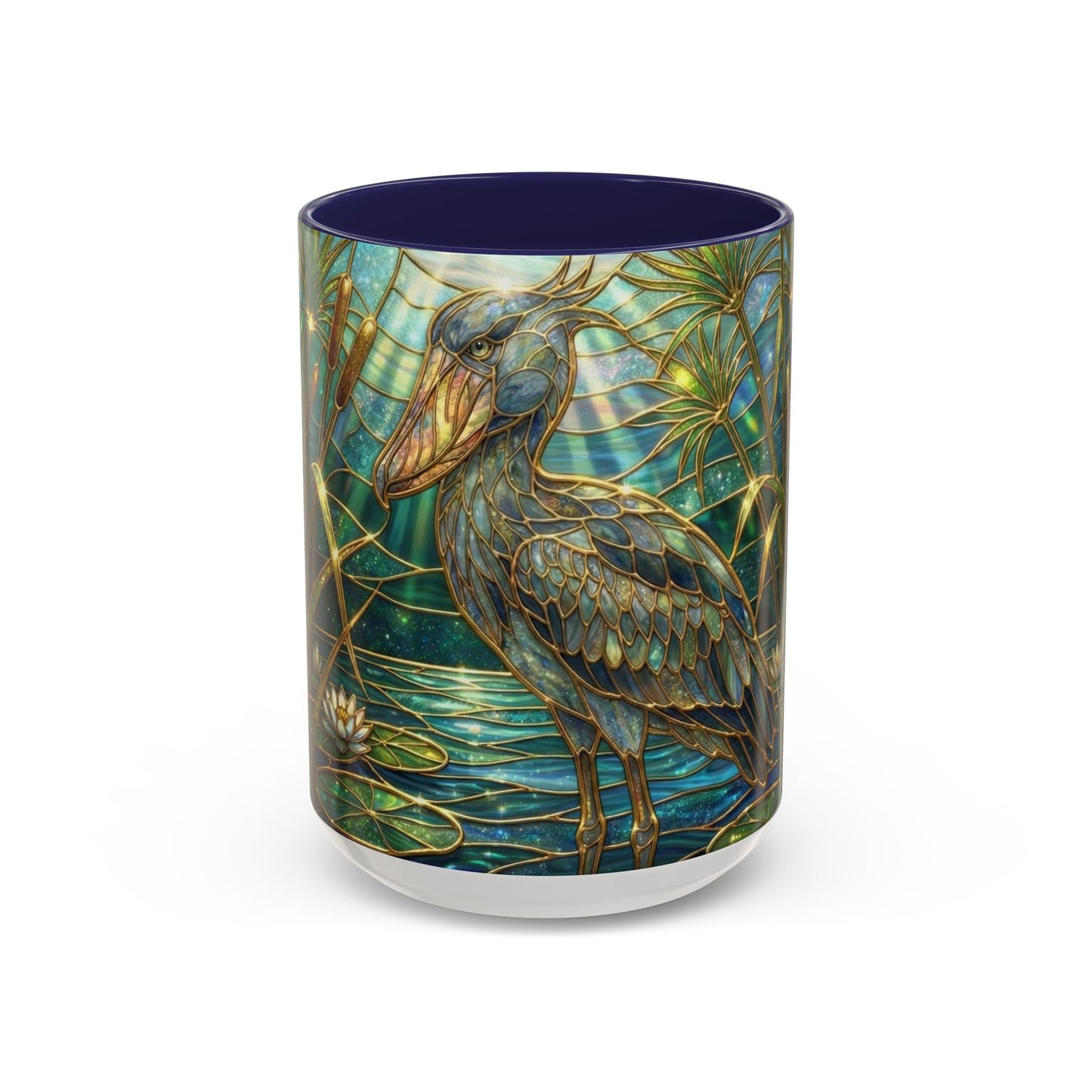Shoebill Stork Mug, Stained Glass Bird Art, Prehistoric Animal Gift, Swamp Nature Coffee Cup, Galaxy Night, Ornithology Lover Present